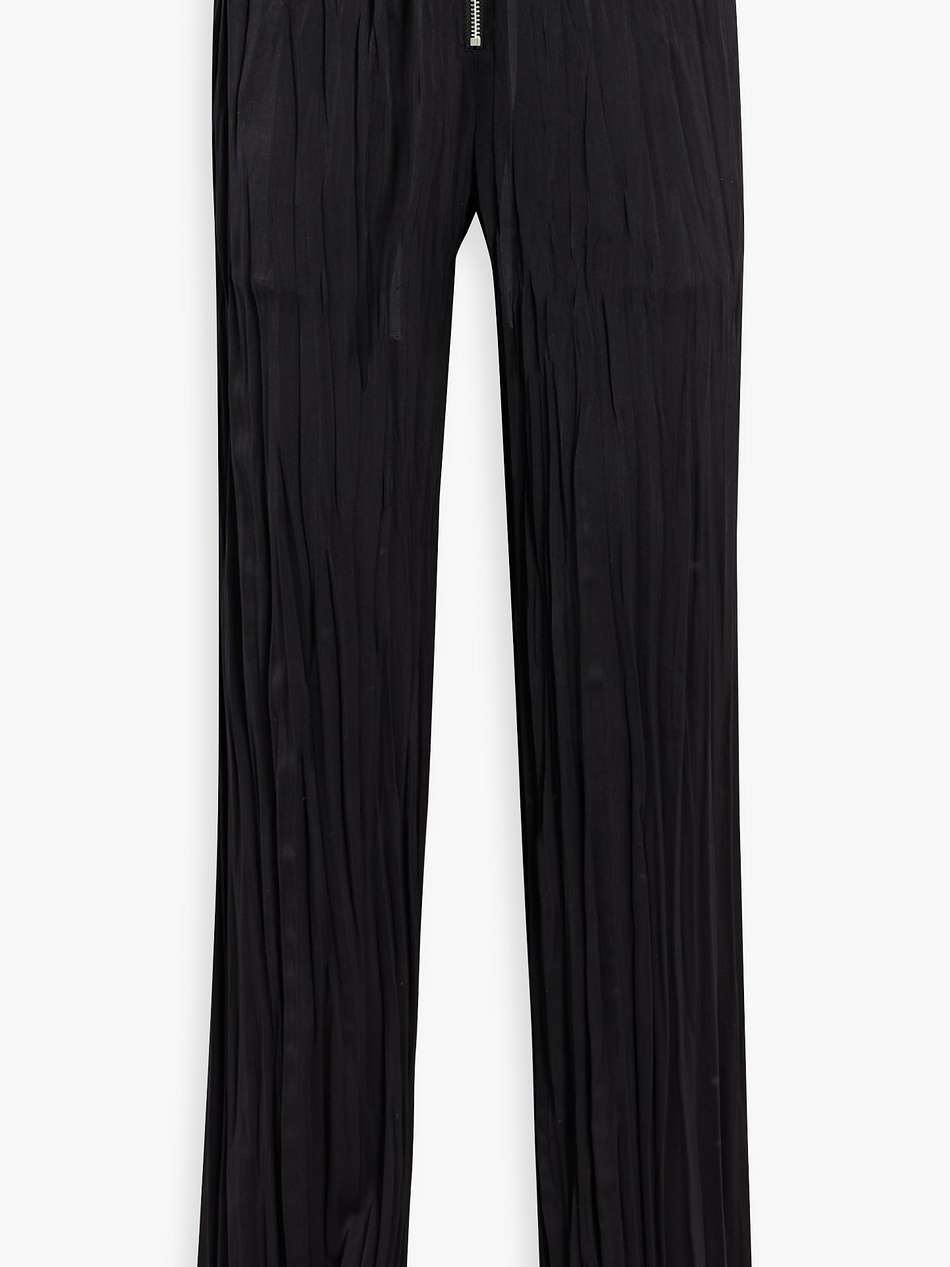 plissé satin-crepe straight-leg pants