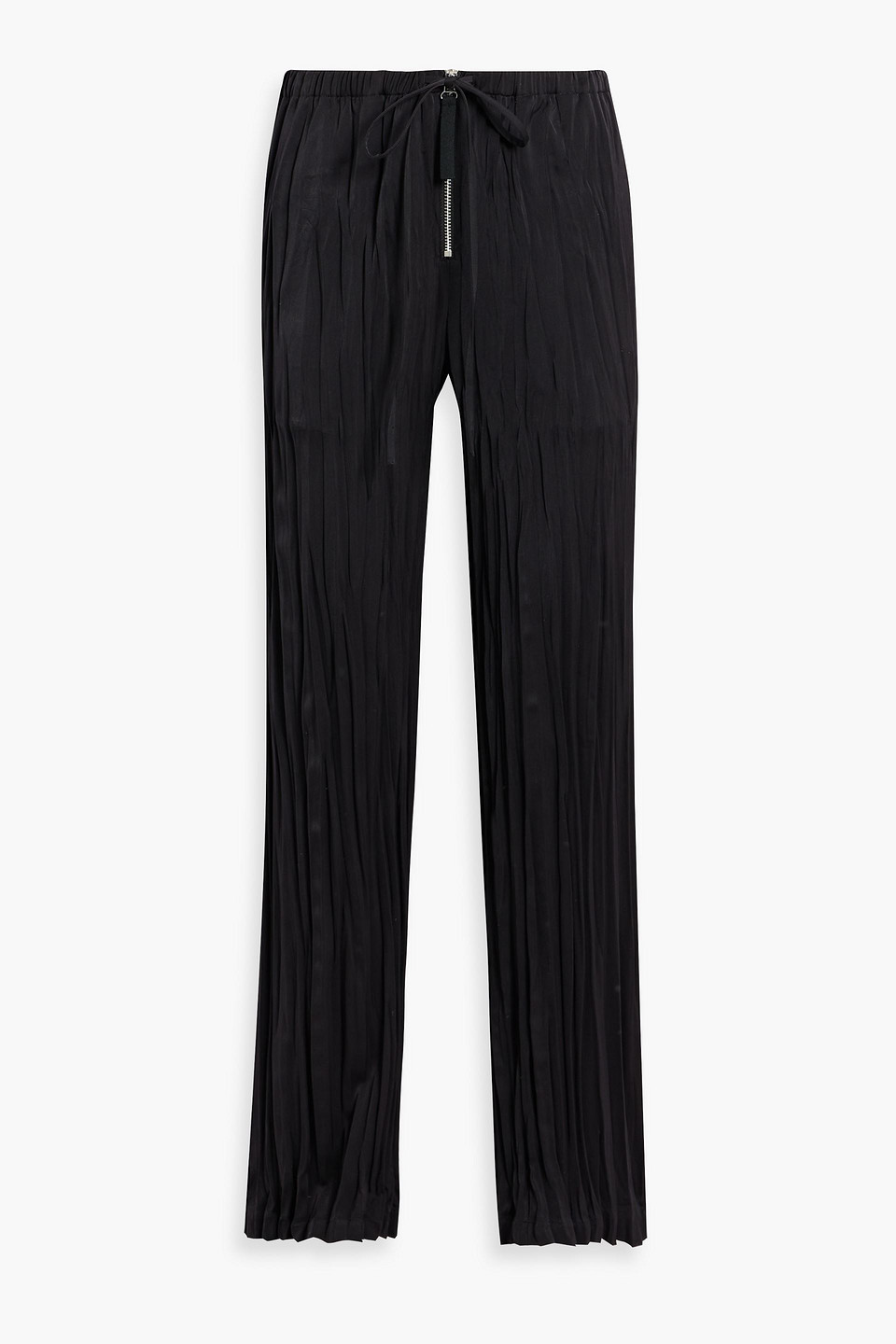 Helmut Lang Plissé Satin-crepe Straight-leg Pants In Black