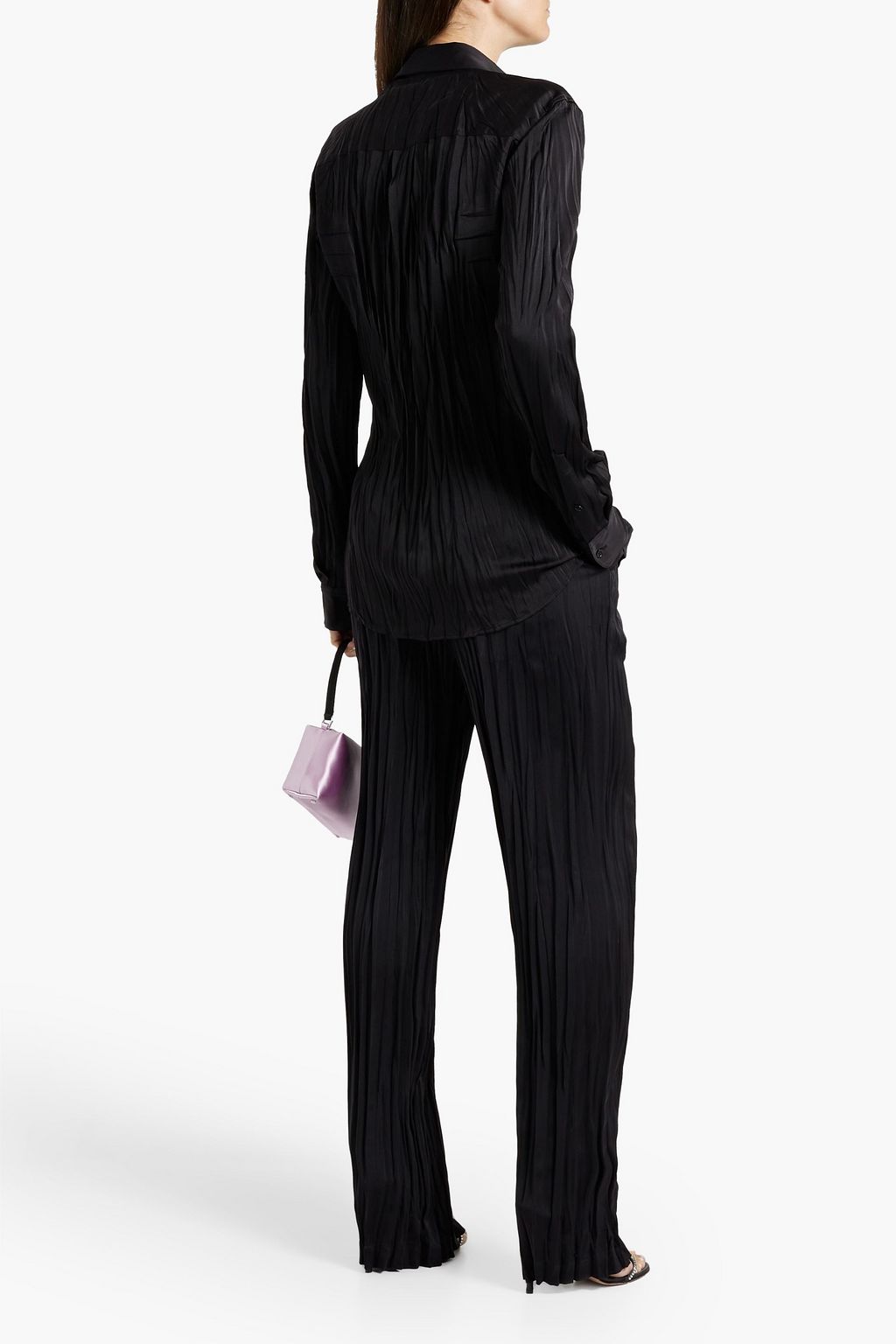 HELMUT LANG Plissé satin-crepe shirt