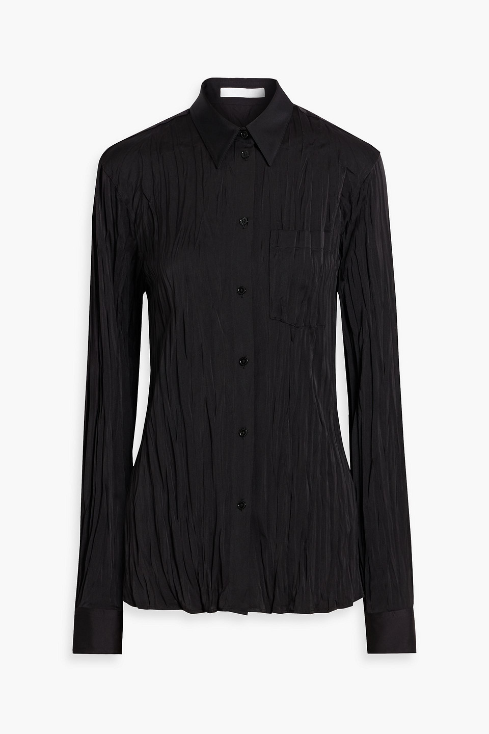 Helmut Lang Plissé Satin-crepe Shirt In Black