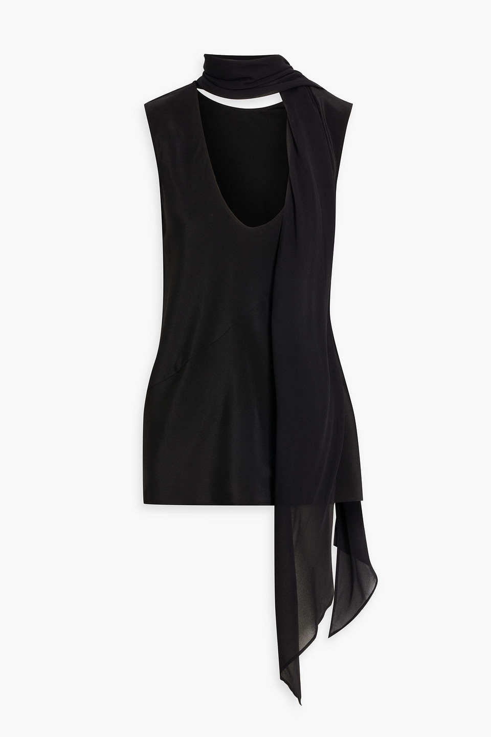 Helmut Lang Silk Tie-up Top In Black
