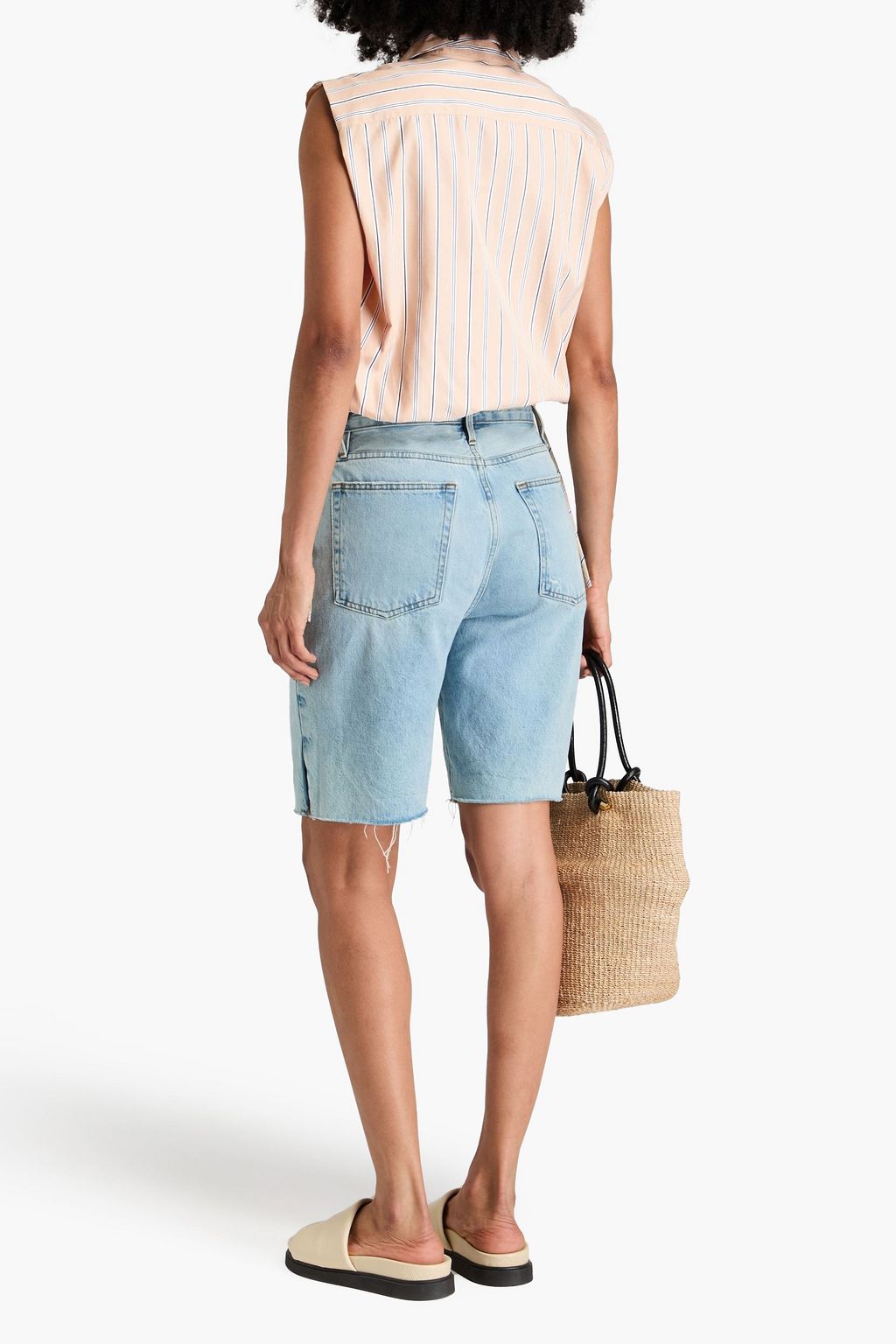 RAG & BONE بلوزة قصيرة Fiona من قطن بوبلين بتصميم مخطط