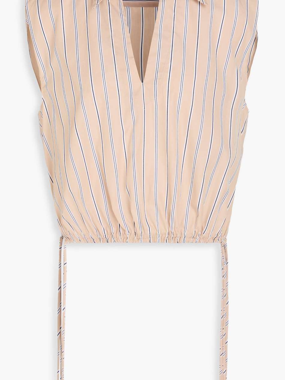 fiona cropped striped cotton-poplin blouse