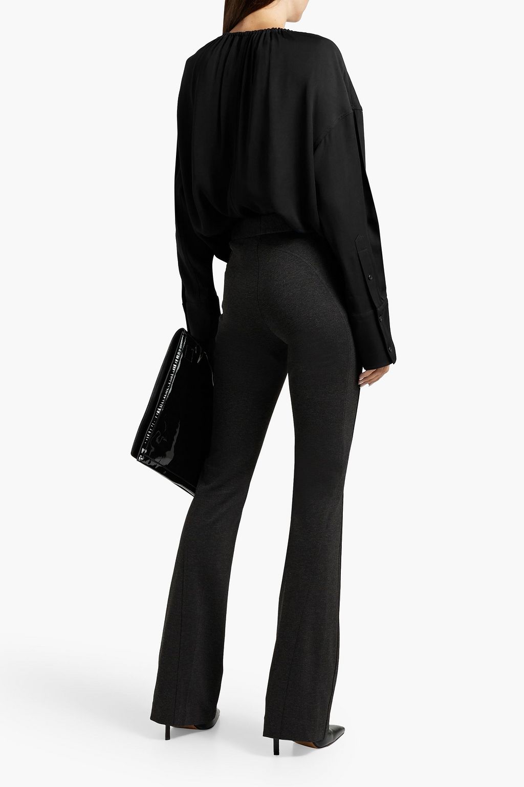 HELMUT LANG بنطال بقصّة بوت كت من التويل المطاط