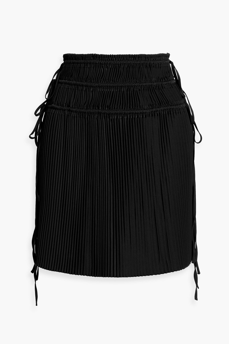 Helmut Lang Plissé Satin-crepe Mini Skirt In Black