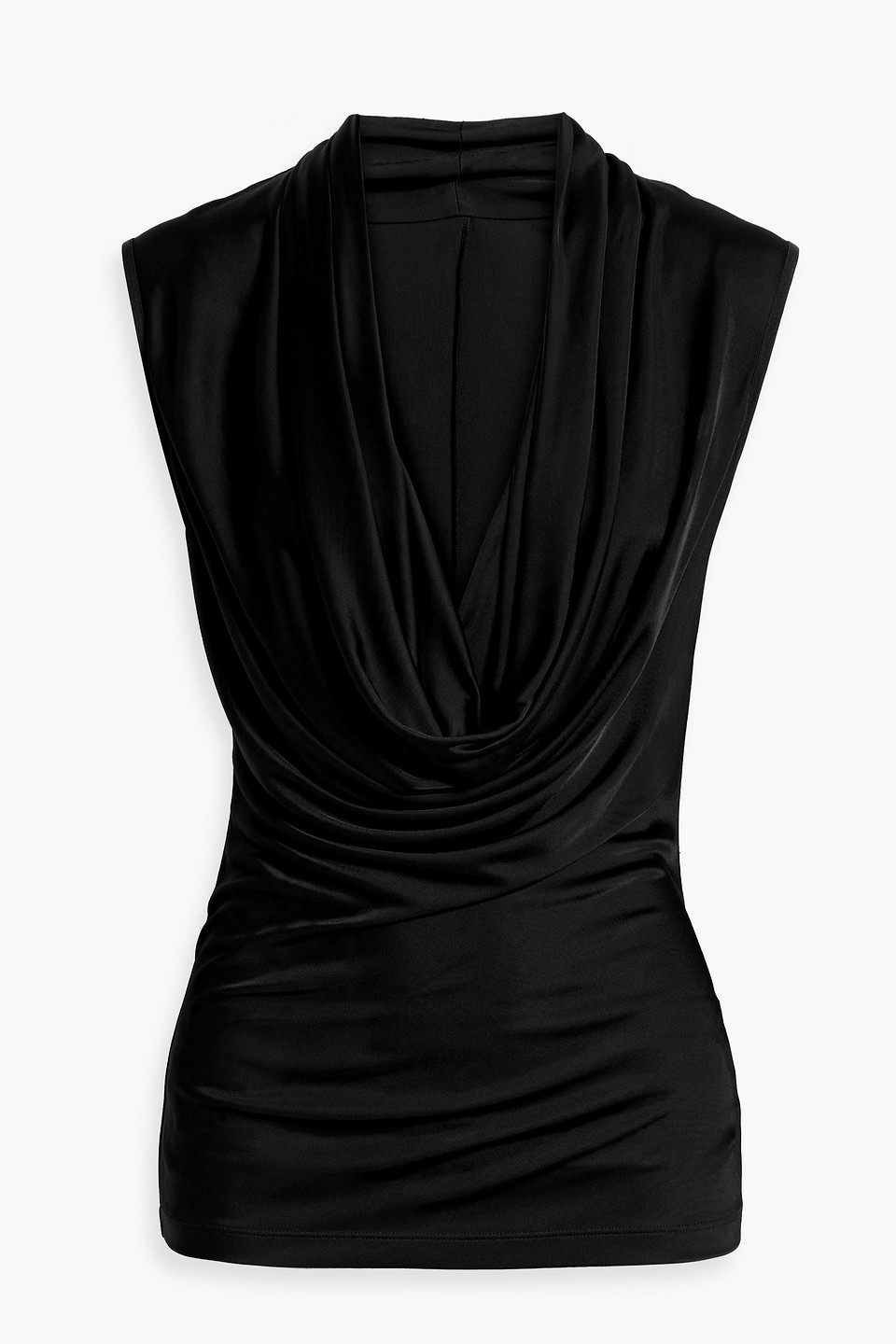Helmut Lang Draped Satin-jersey Top In Black