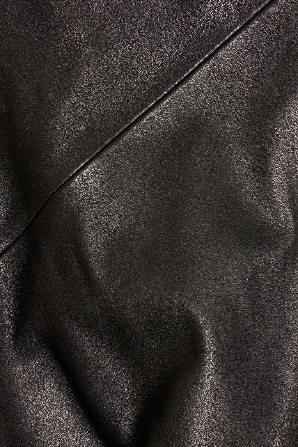 HELMUT LANG Satin-trimmed gathered leather mini dress