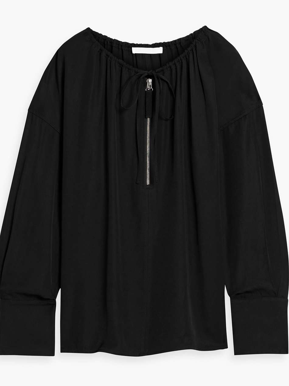 gathered satin blouse