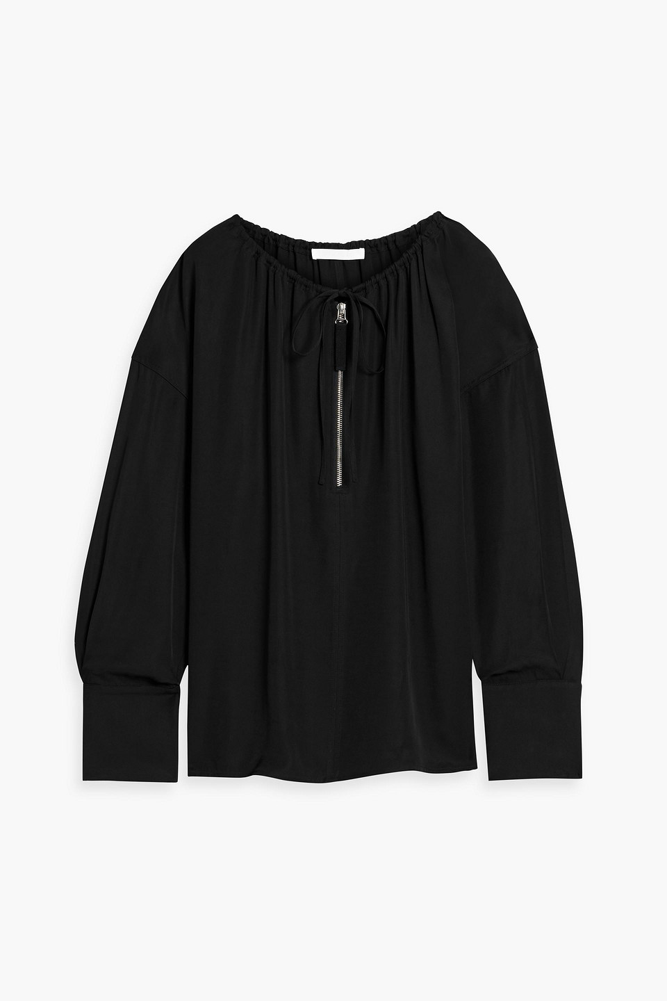 Helmut Lang Gathered Satin Blouse In Black