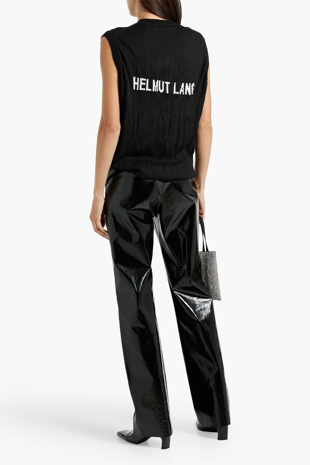 HELMUT LANG Crinkled jacquard-knit merino wool-blend top