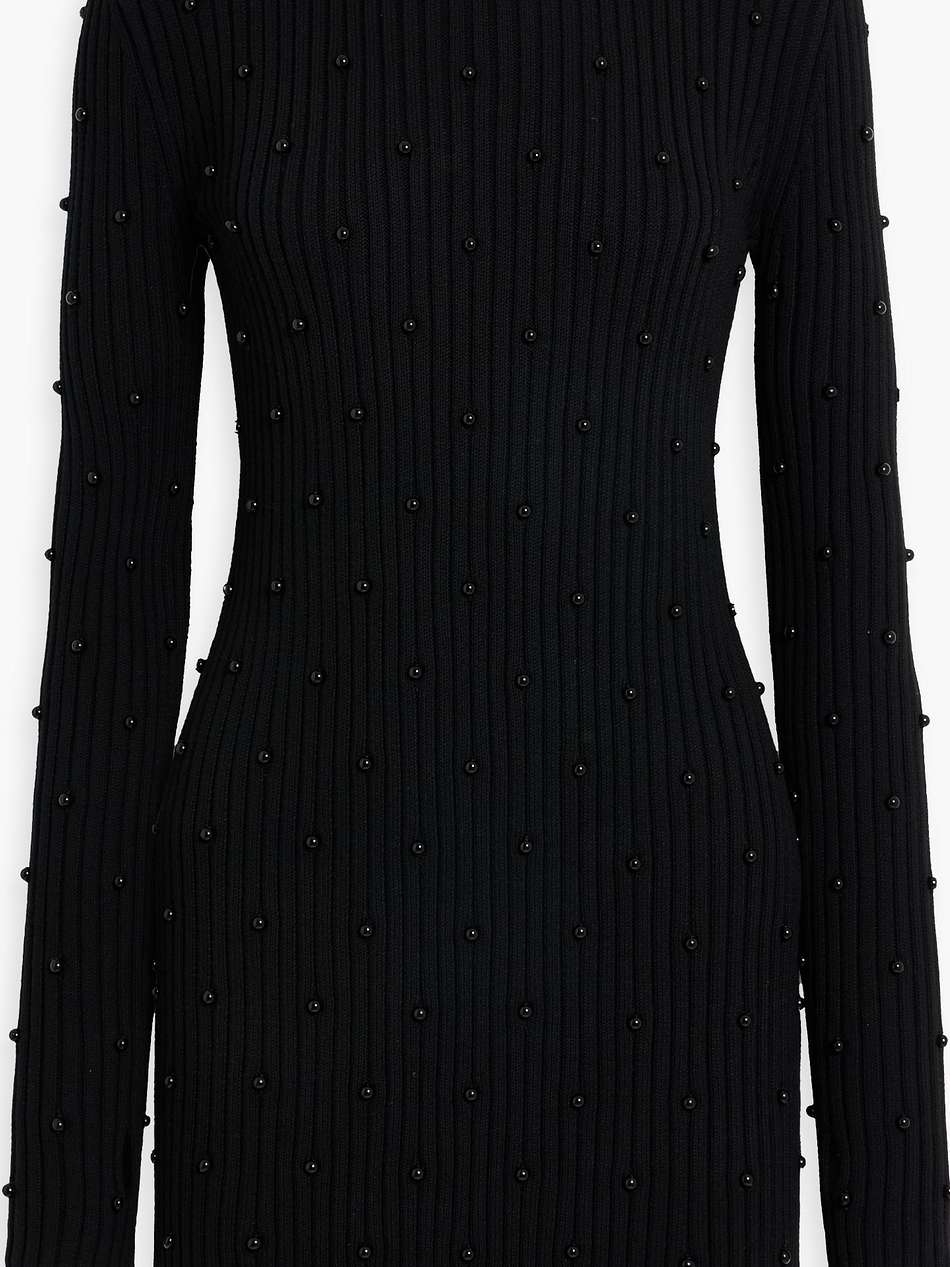 embellished ribbed cotton-blend mini dress