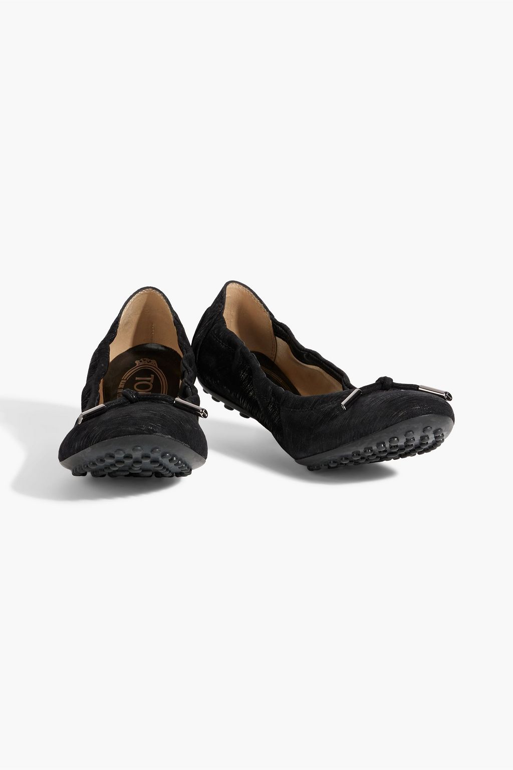 TOD'S Dee metallic printed suede ballet flats
