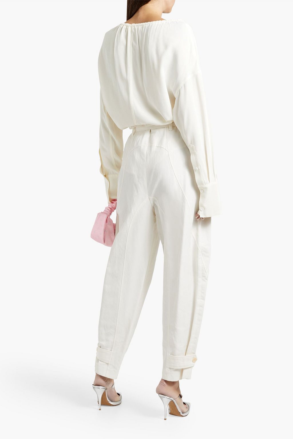 HELMUT LANG بلوزة من الساتان بتصميم مزموم