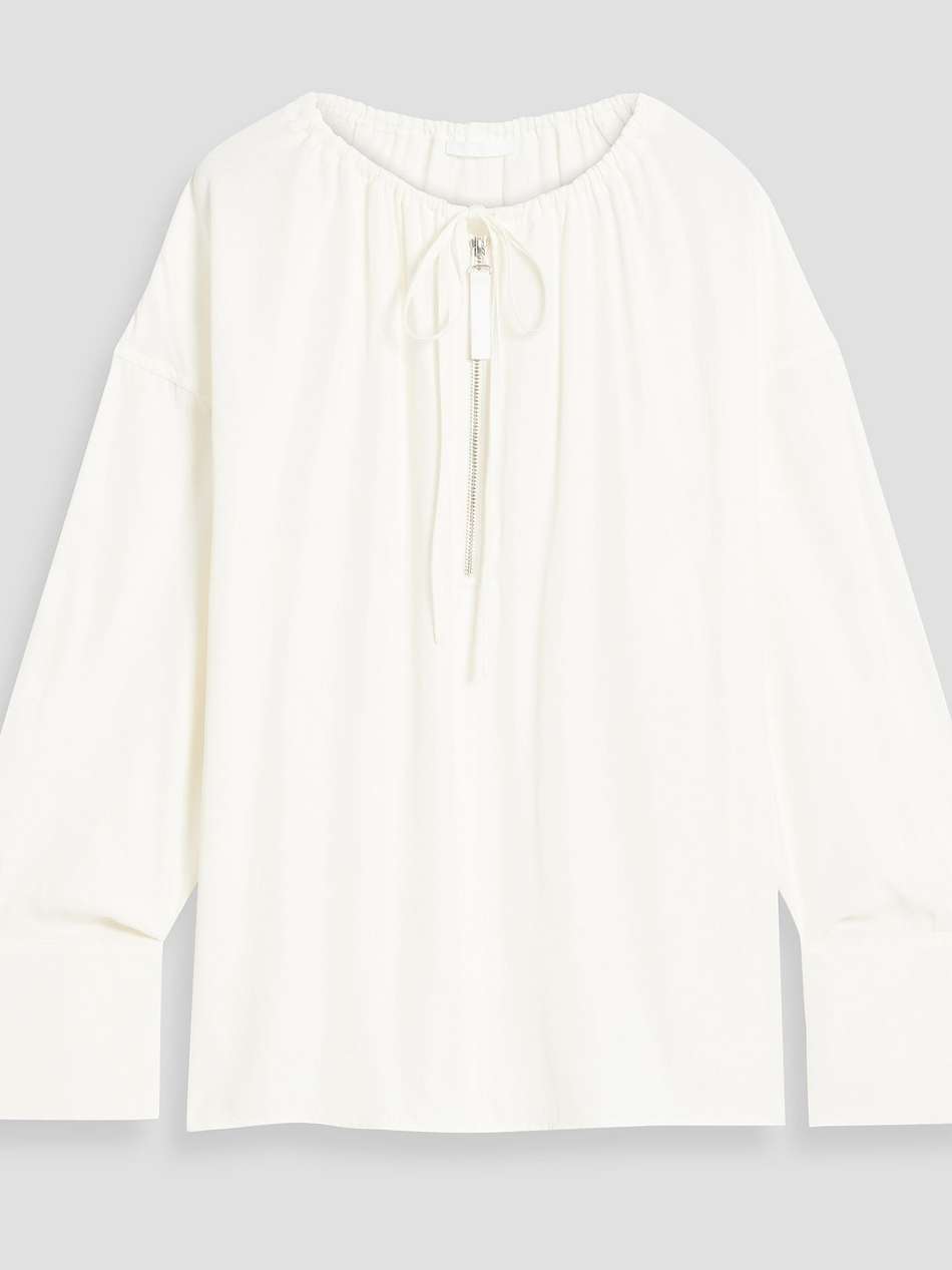 gathered satin blouse