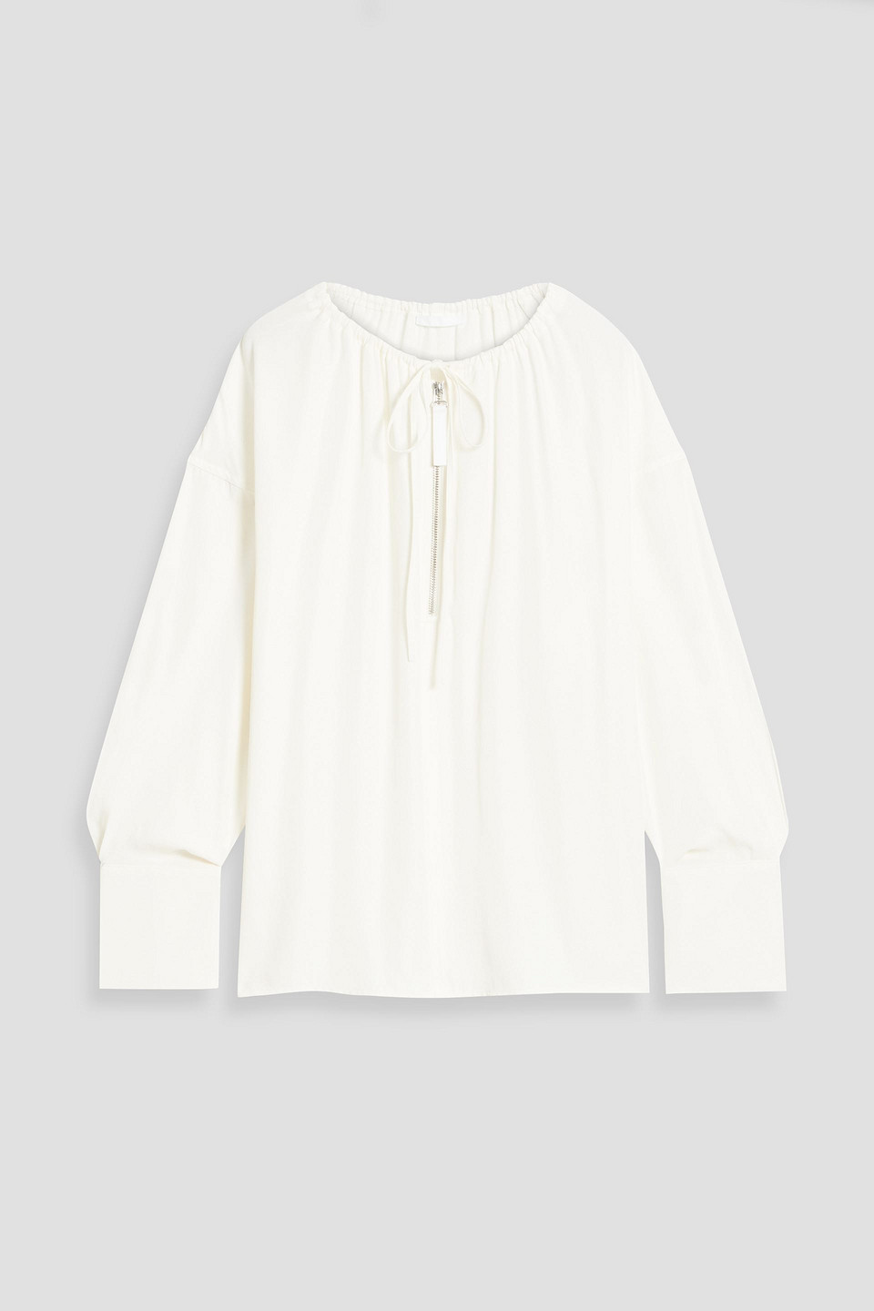 Helmut Lang Gathered Satin Blouse In Ivory