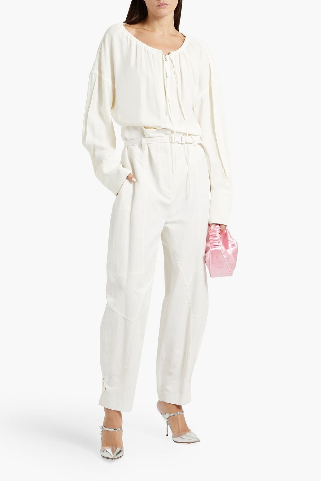 HELMUT LANG بلوزة من الساتان بتصميم مزموم