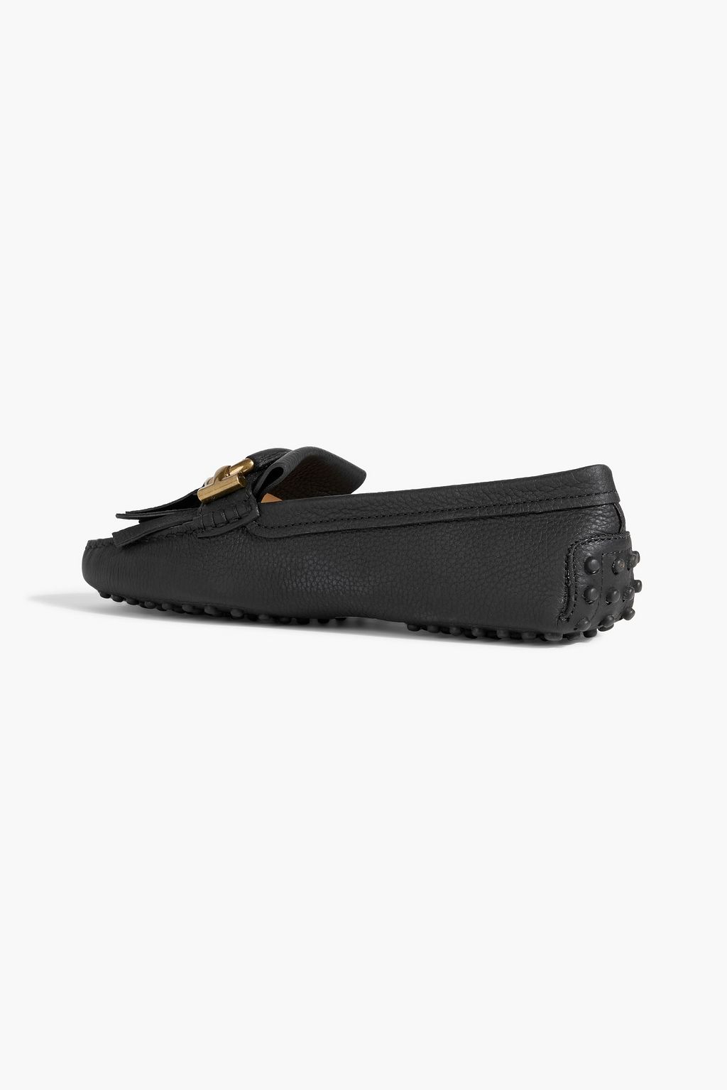 TOD'S T-Ring fringed pebbled-leather loafers