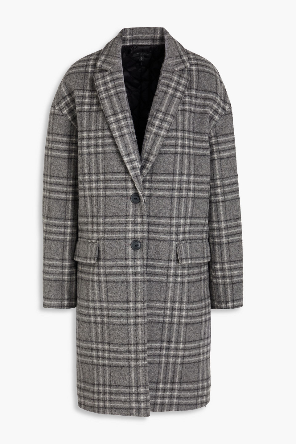 Rag & Bone Wagner Checked Wool-blend Felt Coat In Gray