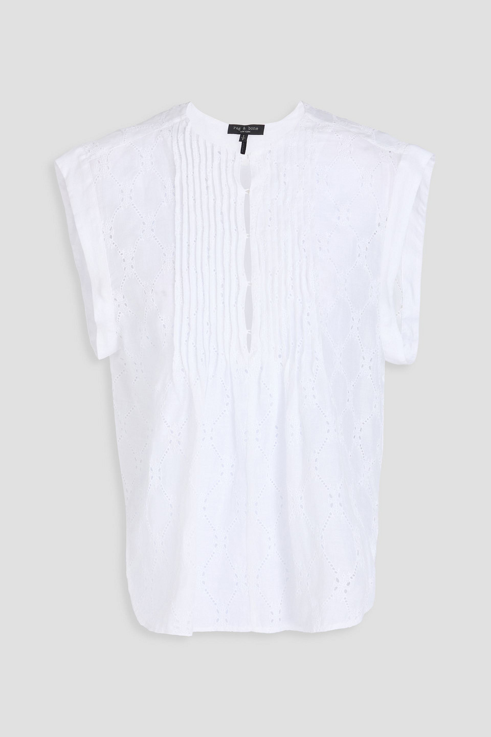 rag & bone - Gabby broderie anglaise ramie top - White - L