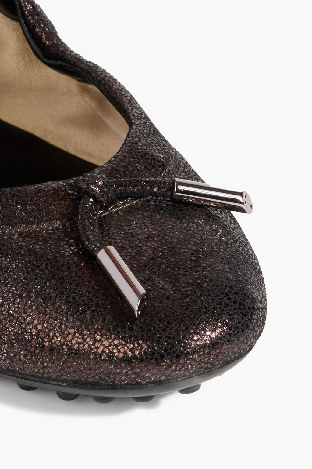 TOD'S Dee metallic brushed-leather ballet flats