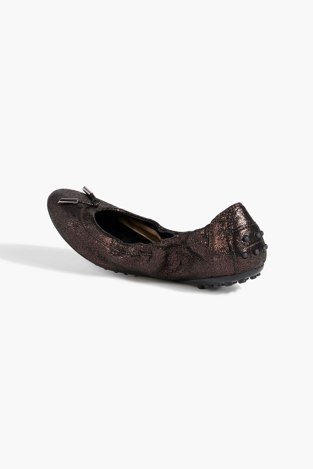 TOD'S Dee metallic brushed-leather ballet flats
