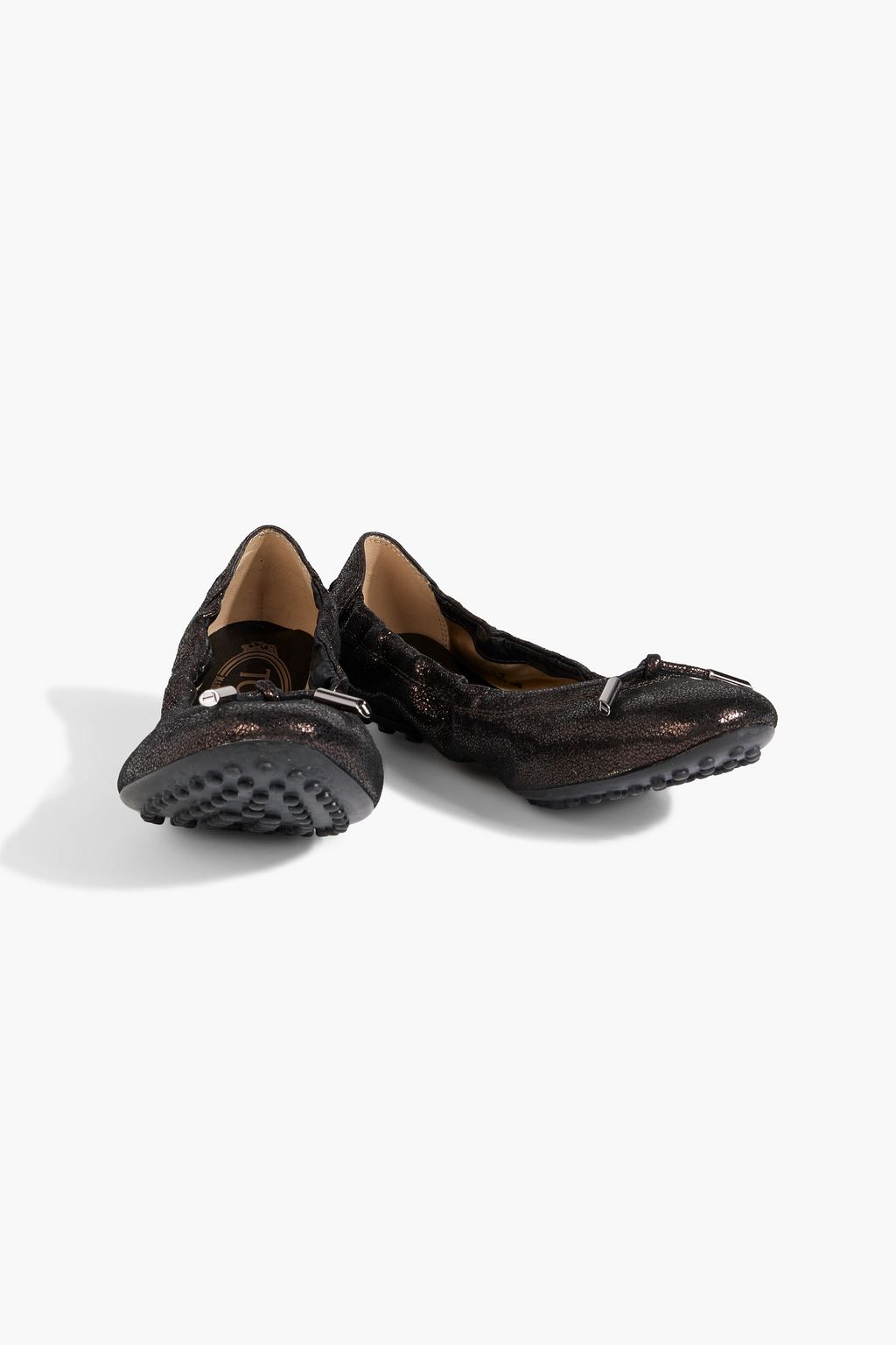 TOD'S Dee metallic brushed-leather ballet flats
