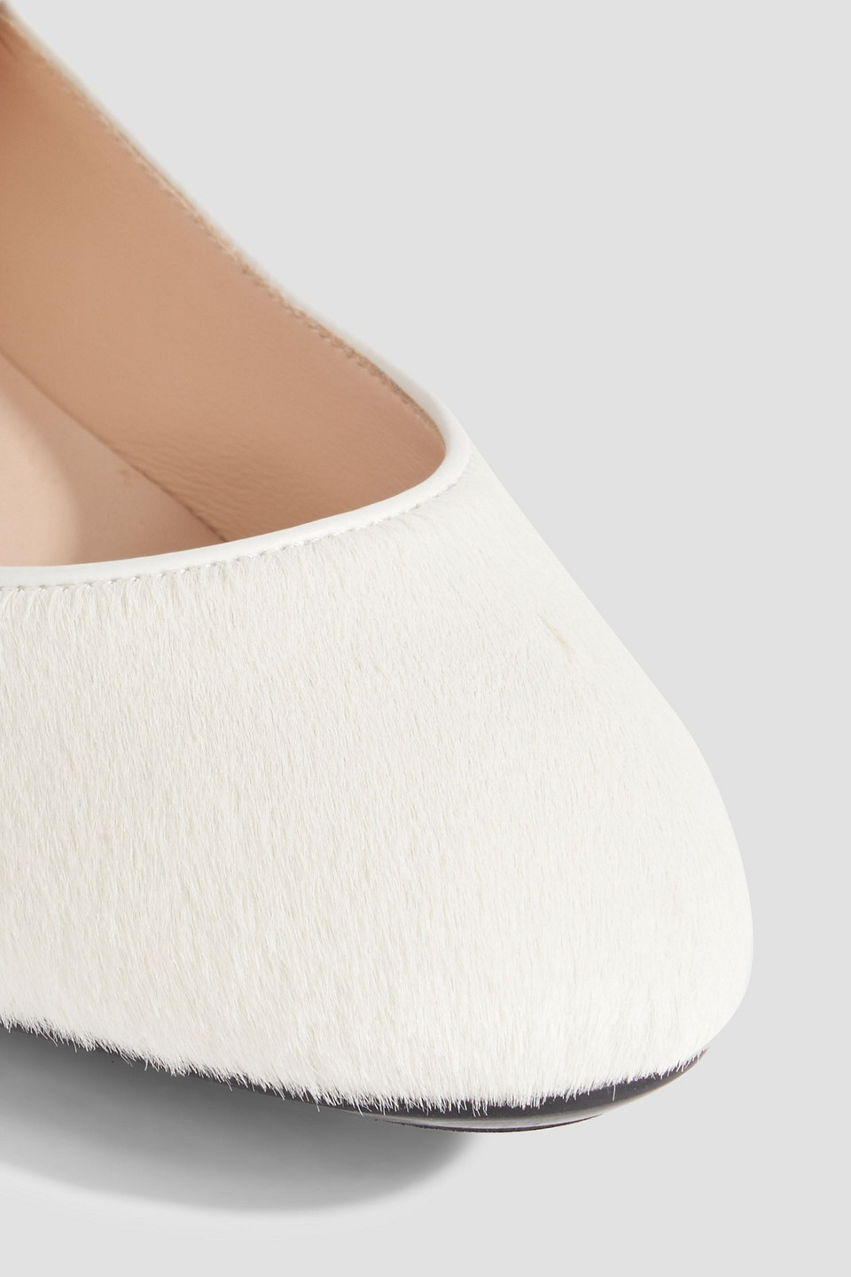 TOD'S STUDDED LEATHER-TRIMMED CALF HAIR BALLET FLATS