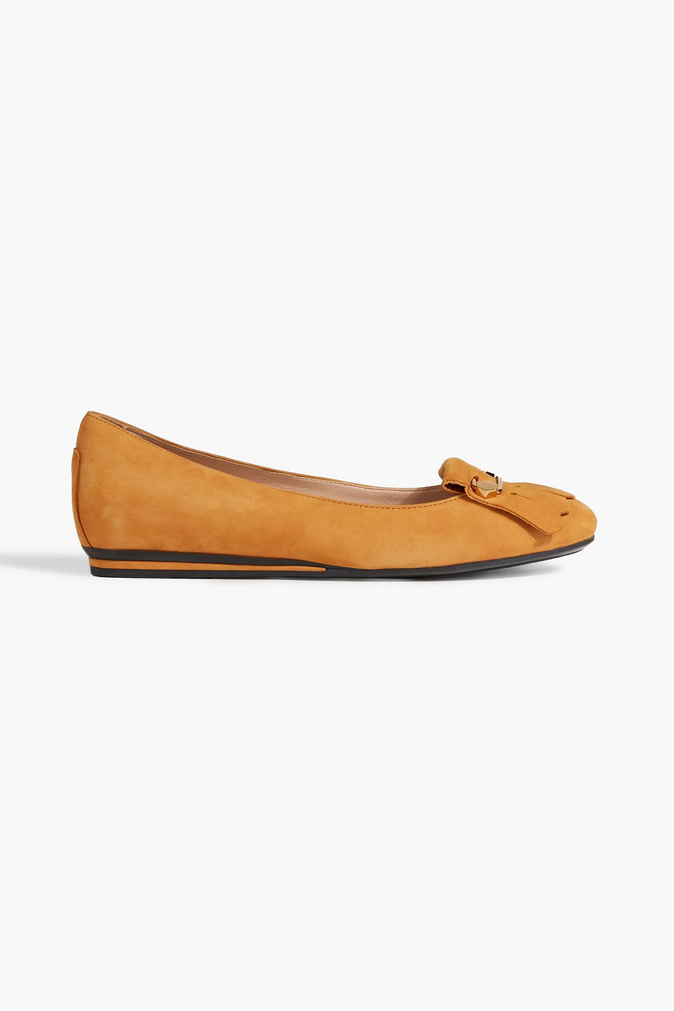 Tod's Fringed Suede Ballet Flats In Camel
