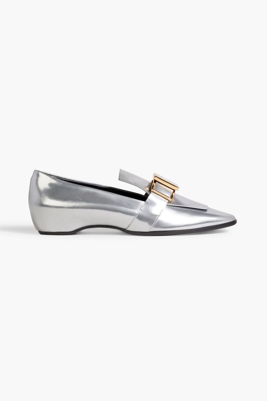 Embellished metallic leather loafers silver One Size