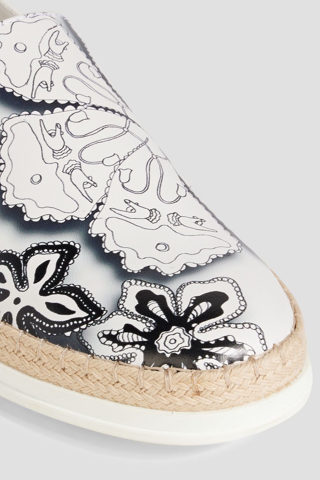 TOD'S Floral-print leather slip-on sneakers