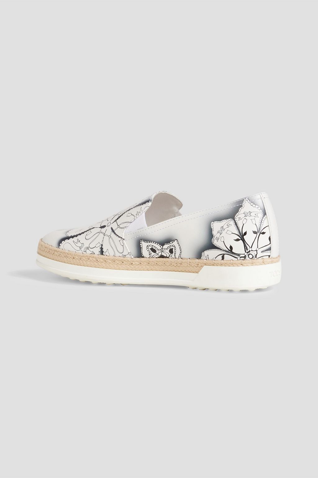 TOD'S Floral-print leather slip-on sneakers