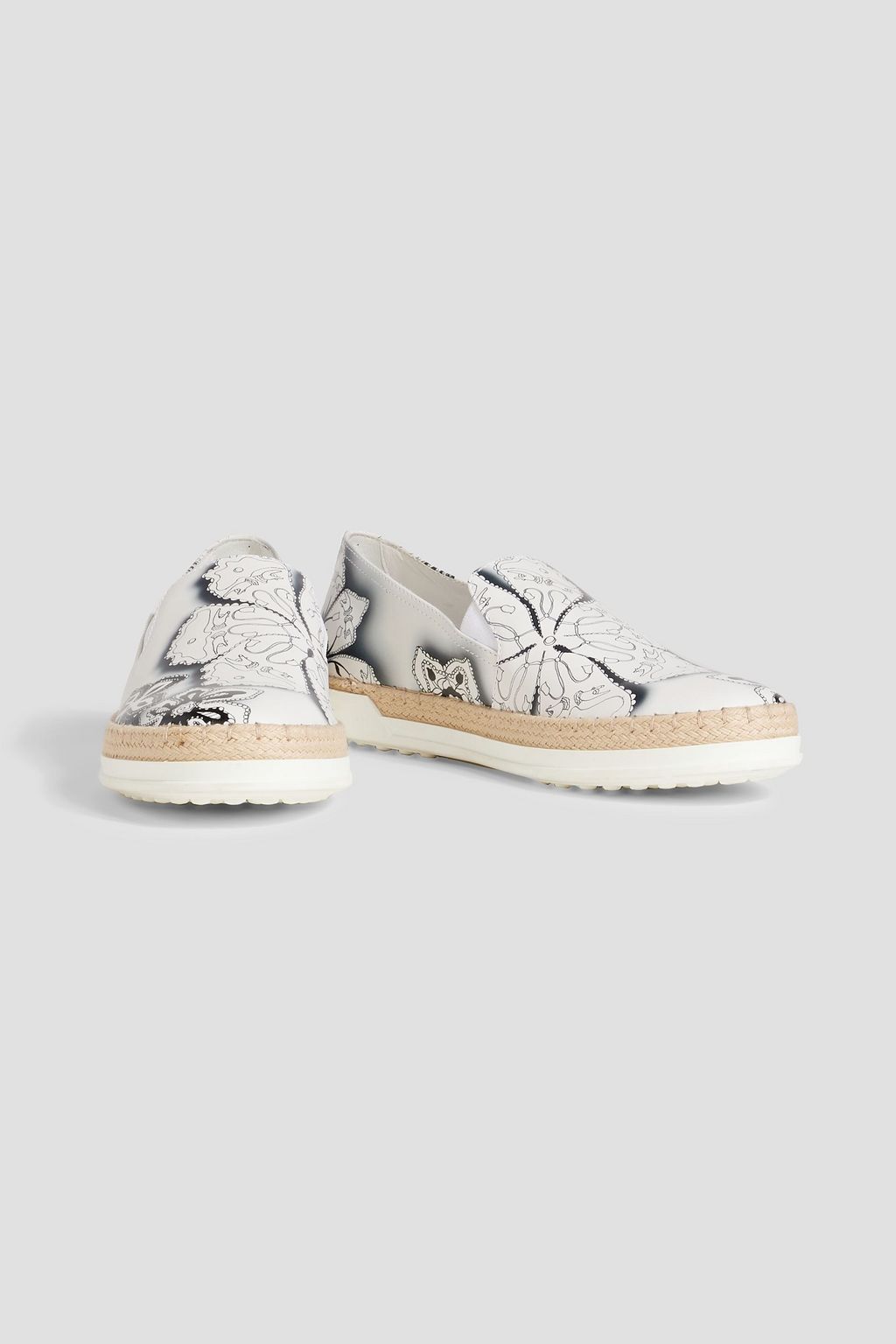 TOD'S Floral-print leather slip-on sneakers