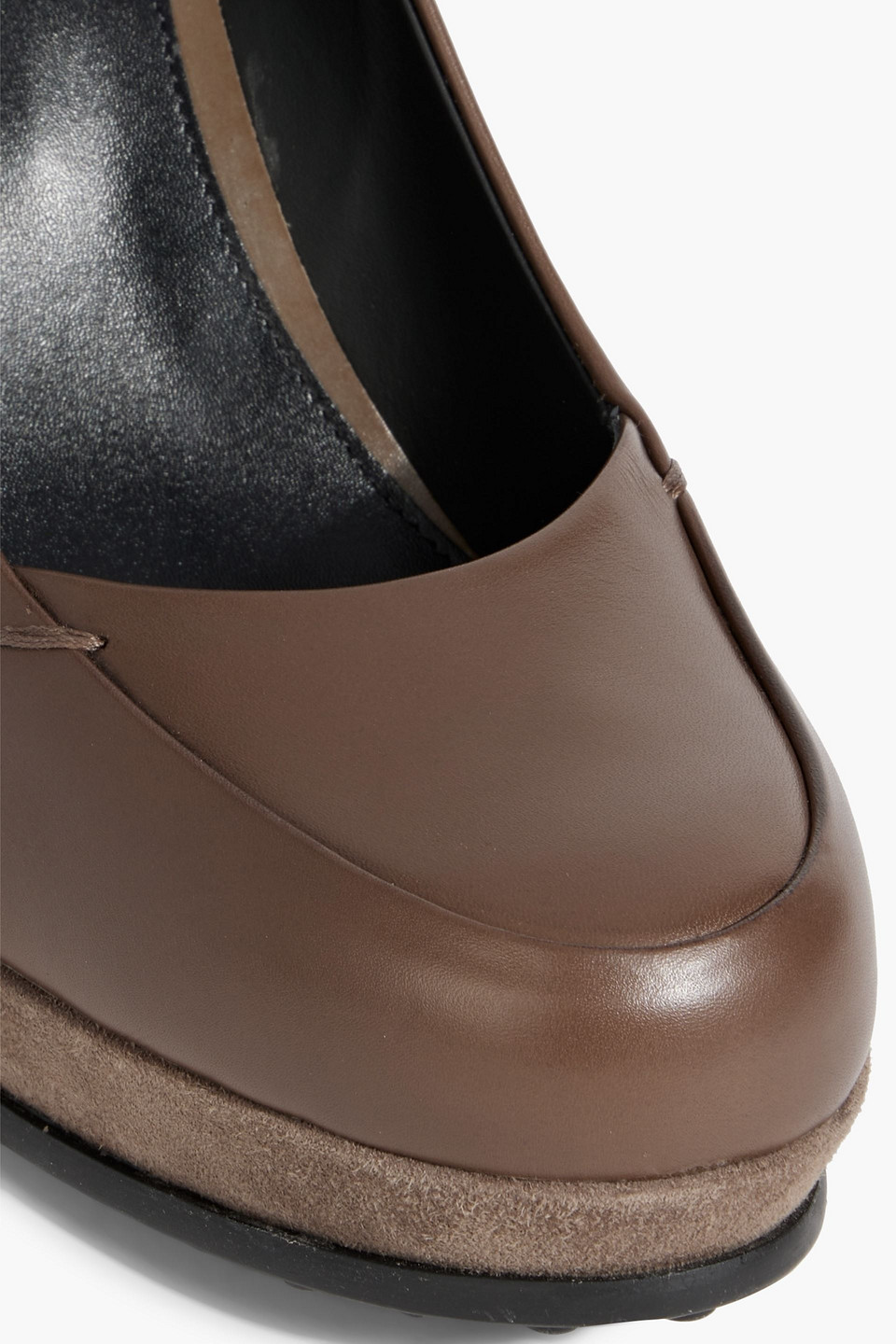 TOD'S SUEDE-TRIMMED LEATHER PLATFORM PUMPS