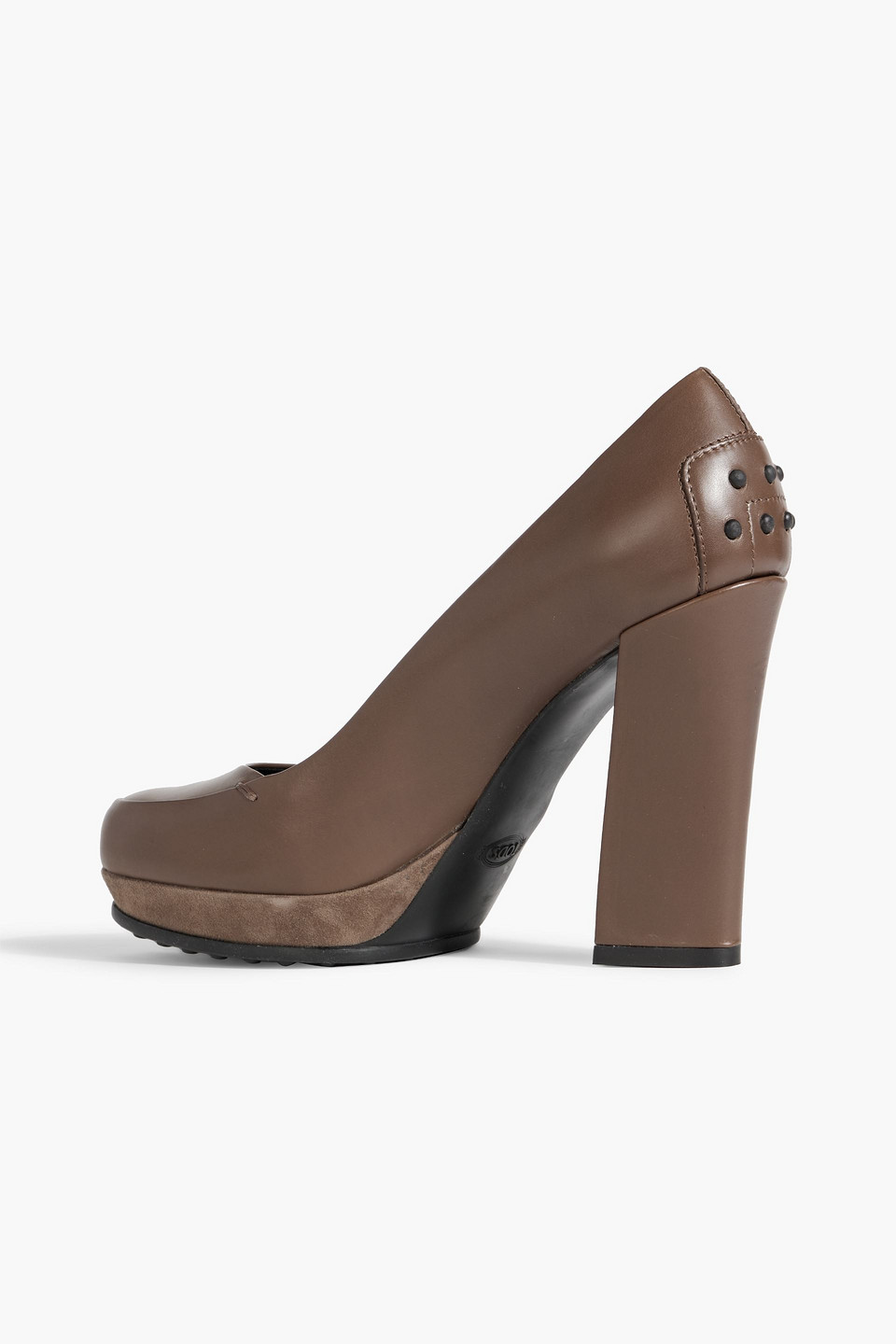 TOD'S SUEDE-TRIMMED LEATHER PLATFORM PUMPS