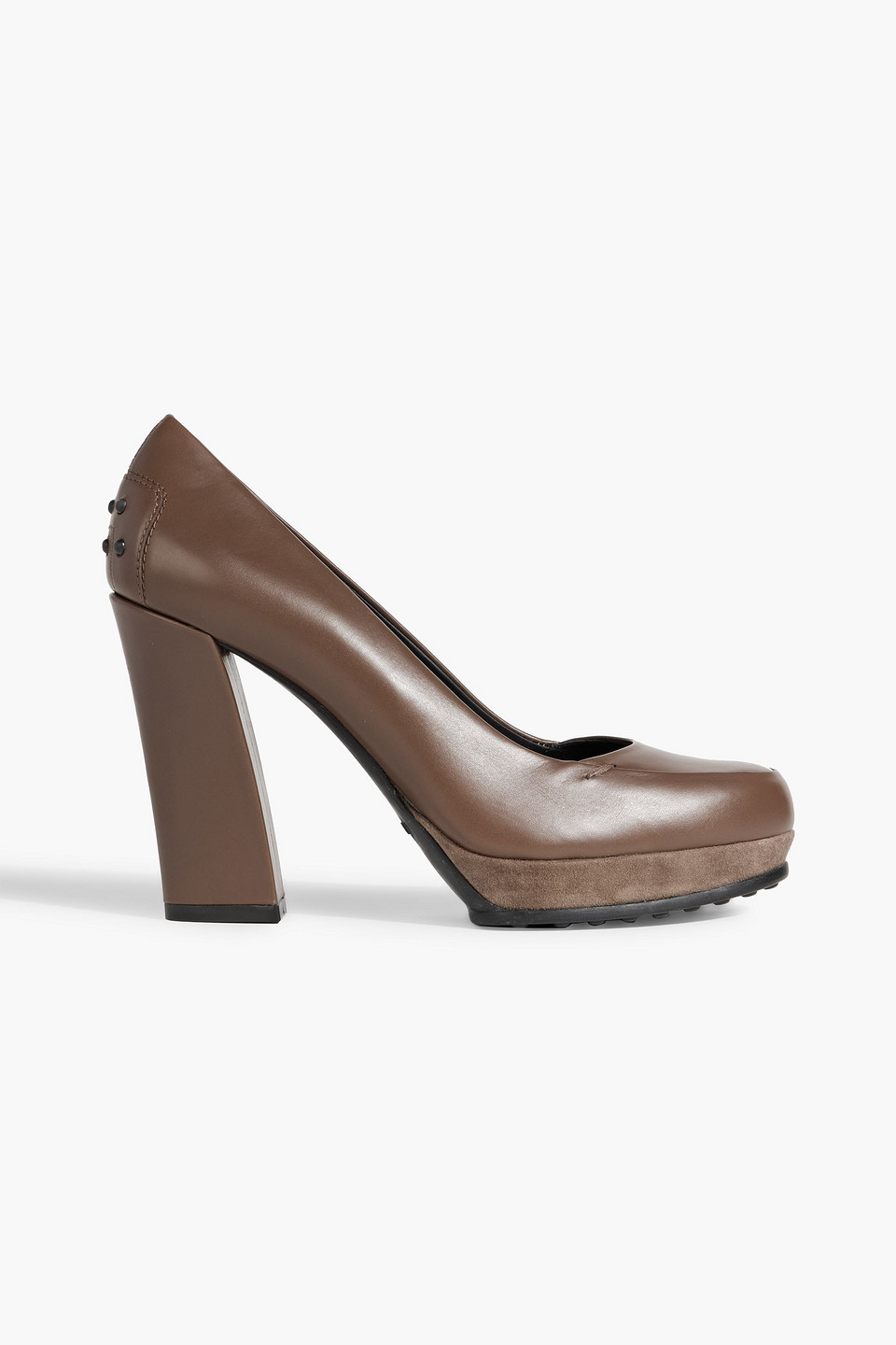 TOD'S SUEDE-TRIMMED LEATHER PLATFORM PUMPS