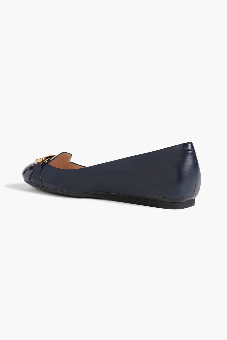Tod's Gomma Embellished Leather Ballet Flats In Navy