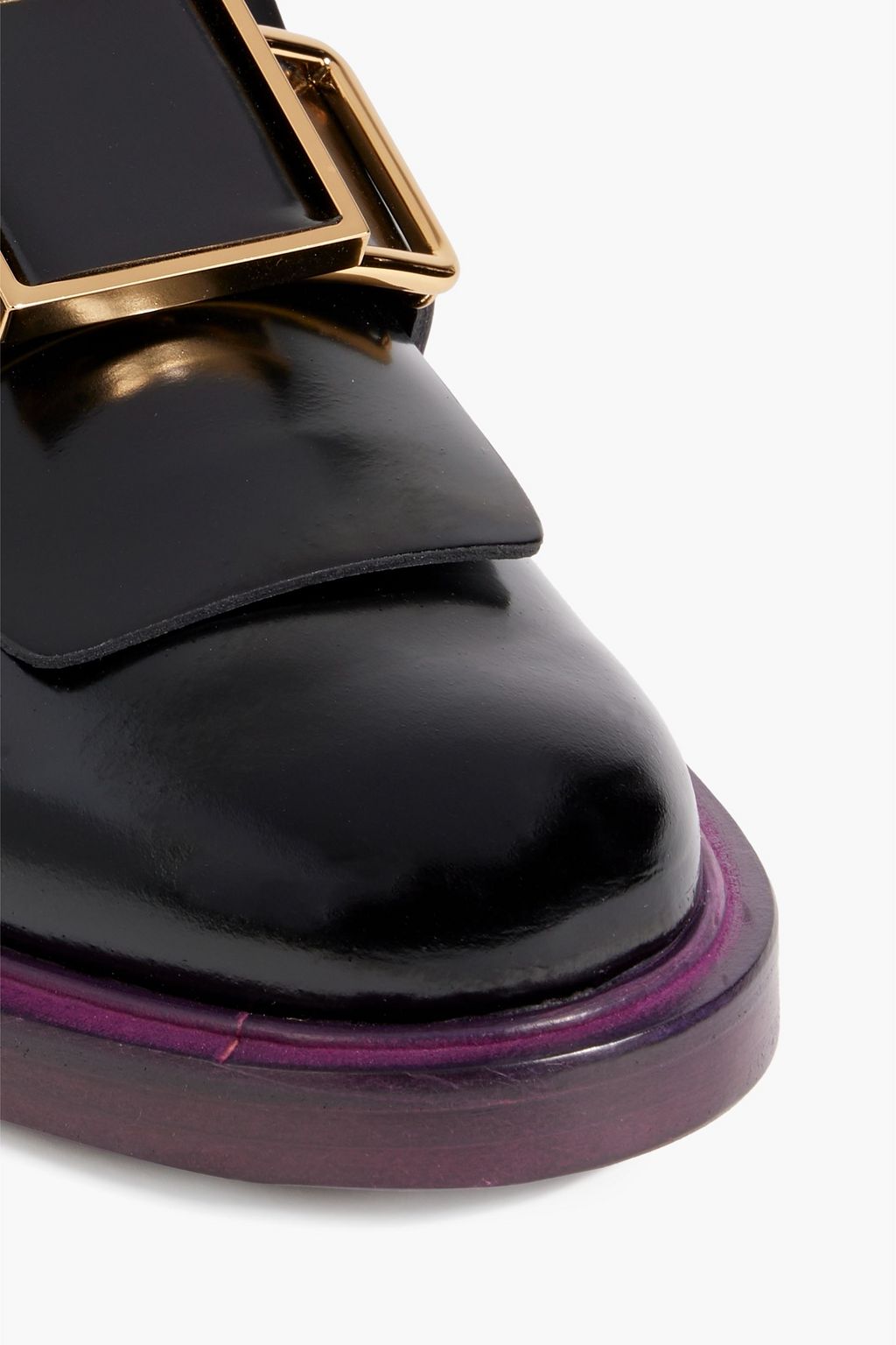 TOD'S Embellished two-tone glossed-leather loafers
