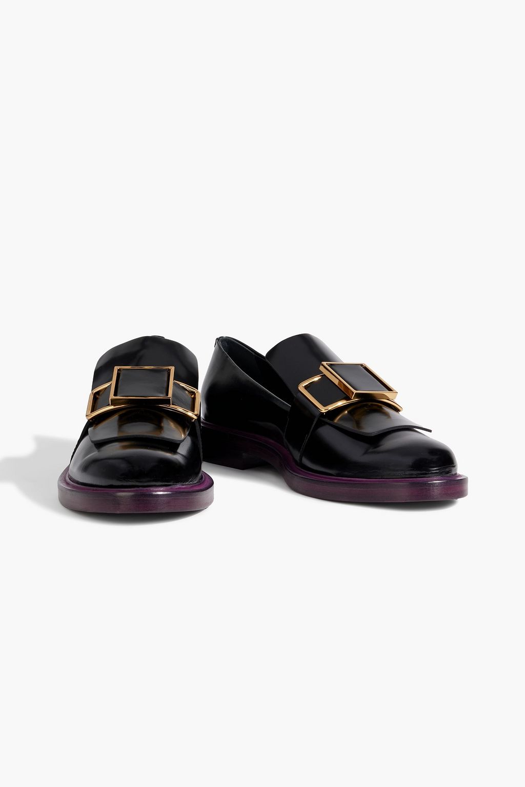 TOD'S Embellished two-tone glossed-leather loafers