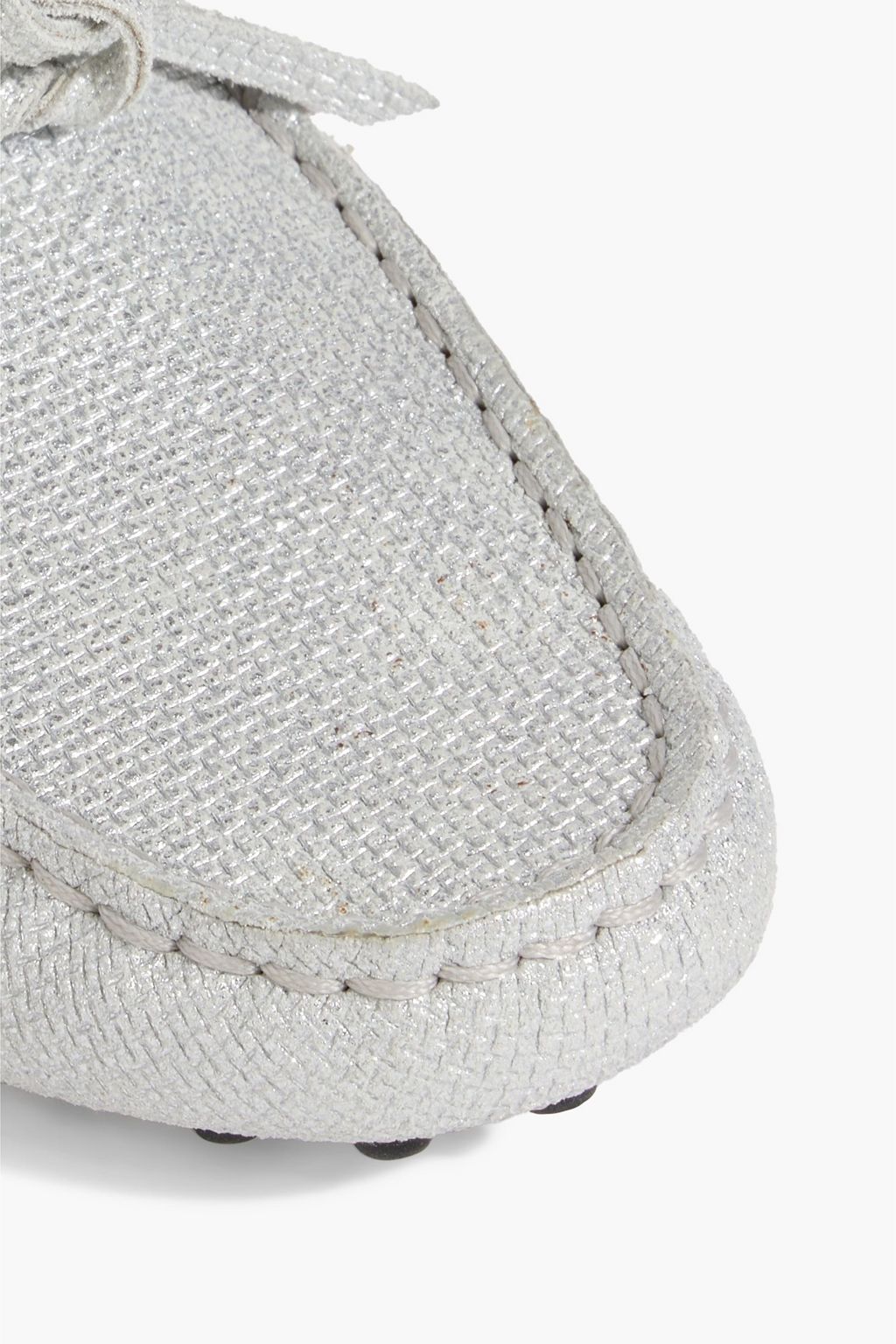 TOD'S Gommino metallic embossed suede loafers