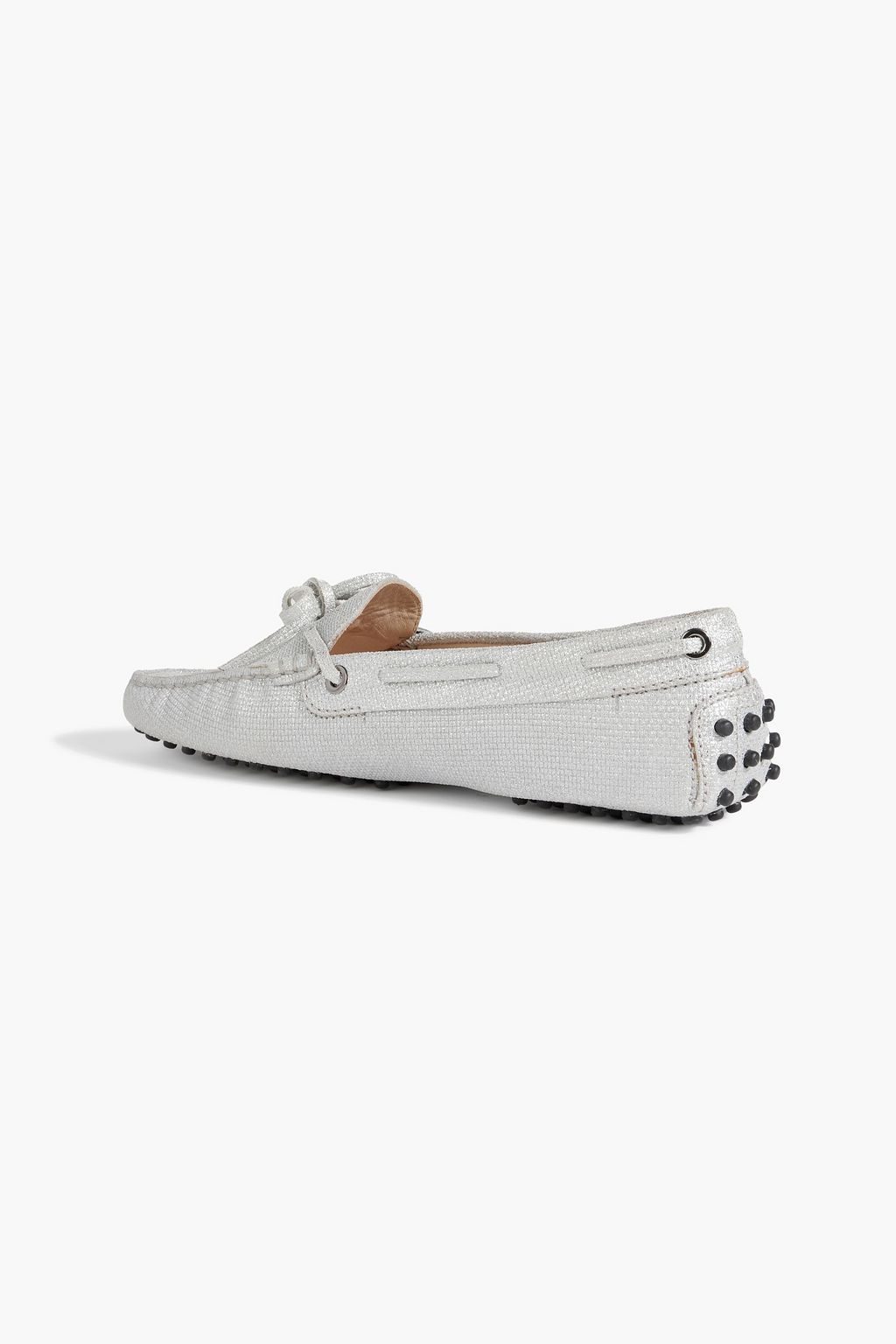 TOD'S Gommino metallic embossed suede loafers