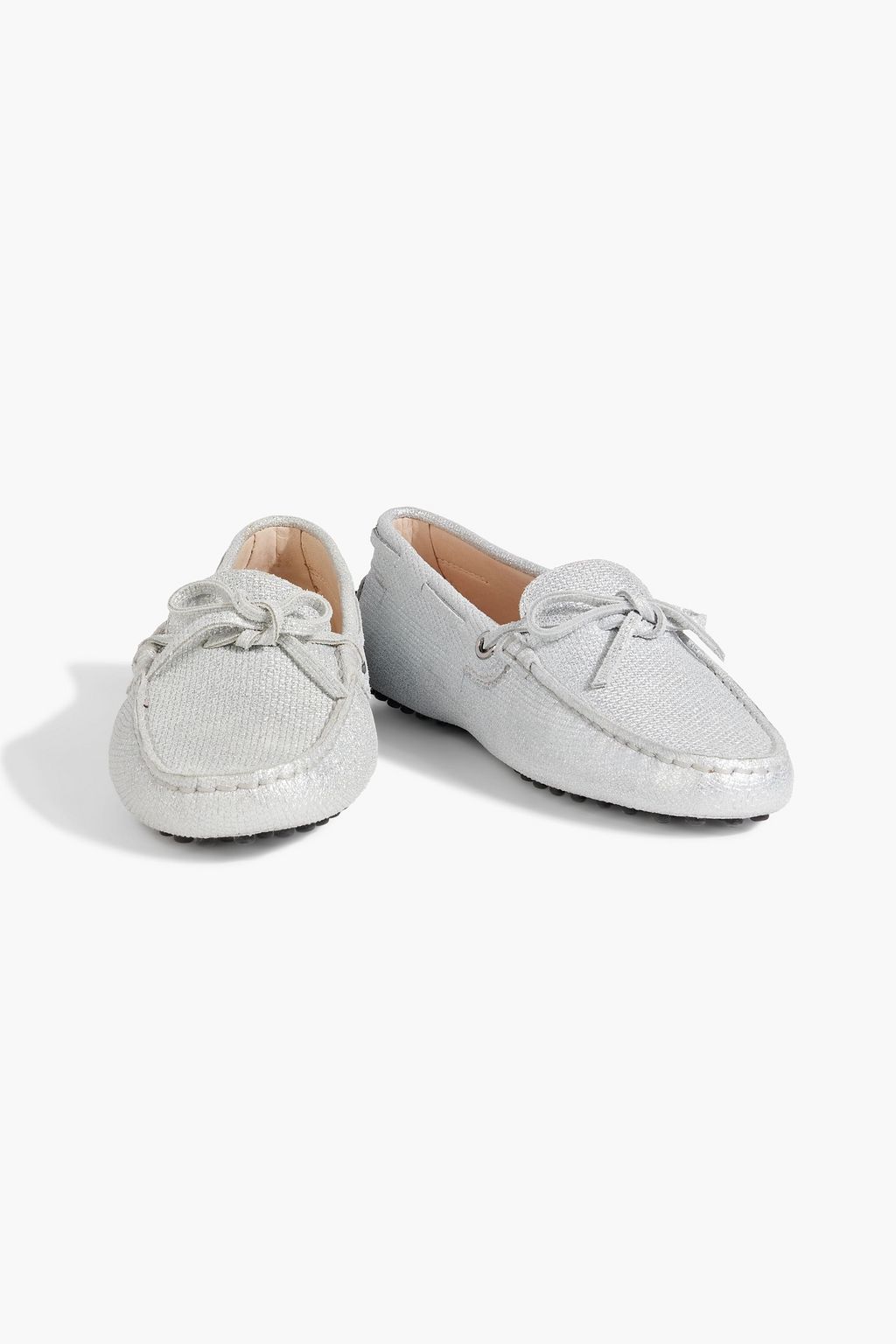 TOD'S Gommino metallic embossed suede loafers