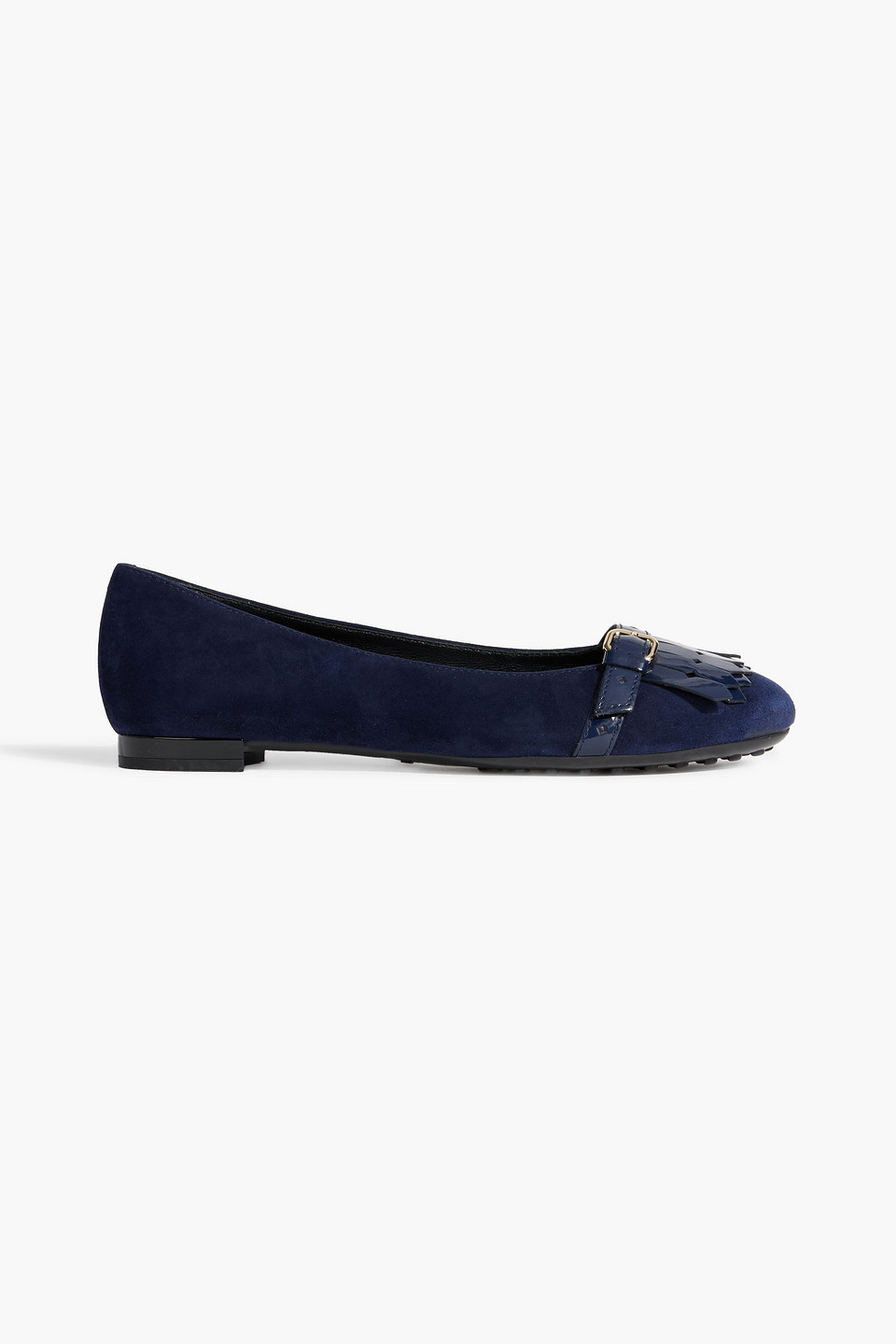 Tod's Fringed Suede Ballet Flats In Blue