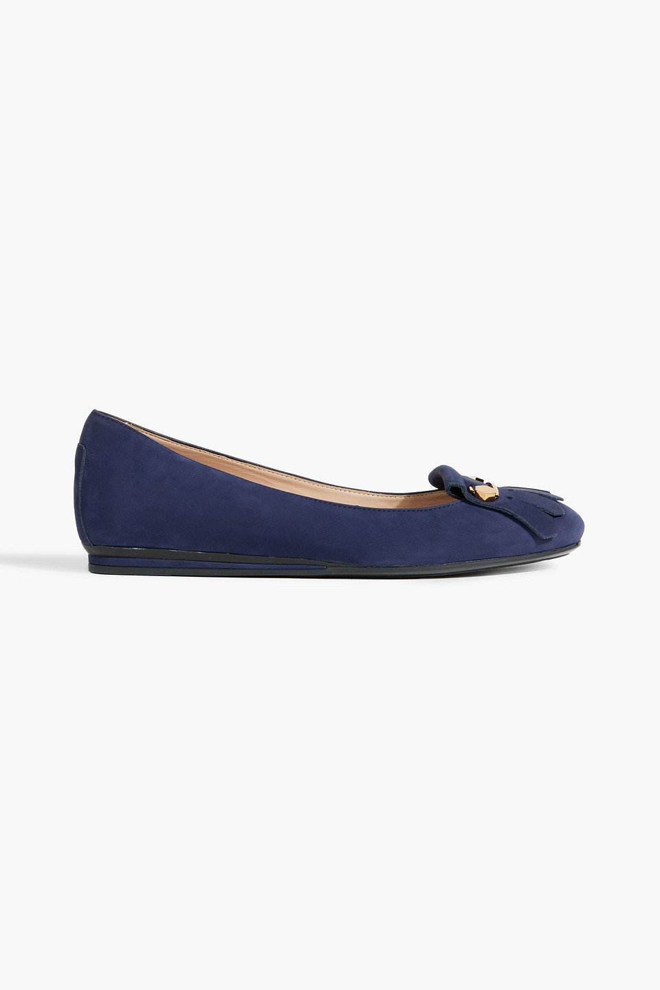 Tod's Embellished Fringed Suede Flats In Royal Blue