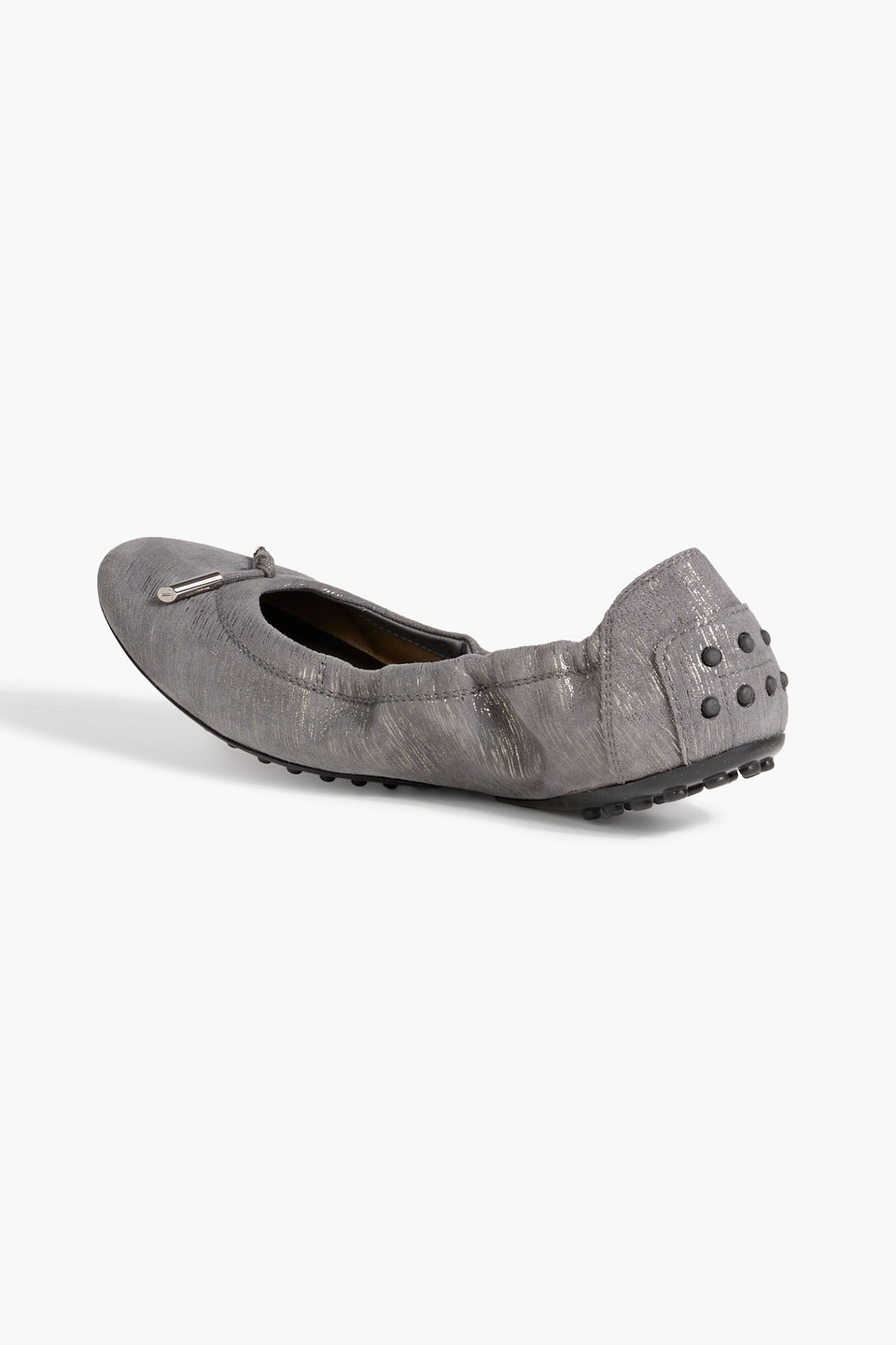 TOD'S DEE METALLIC PRINTED SUEDE BALLET FLATS