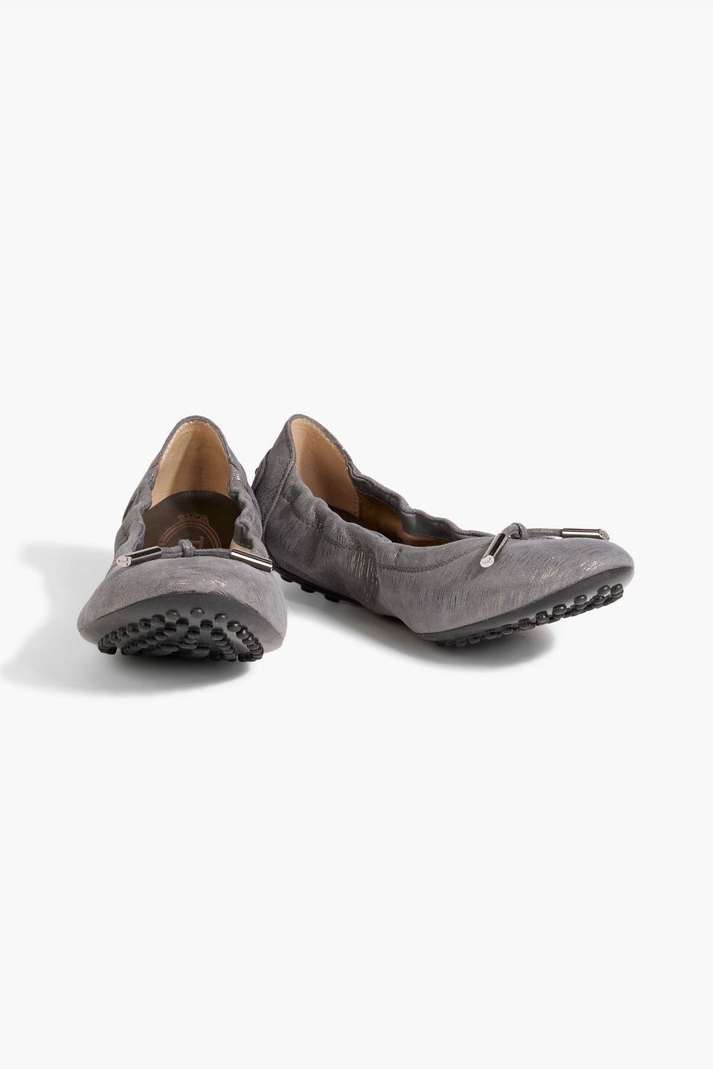 TOD'S Dee metallic printed suede ballet flats