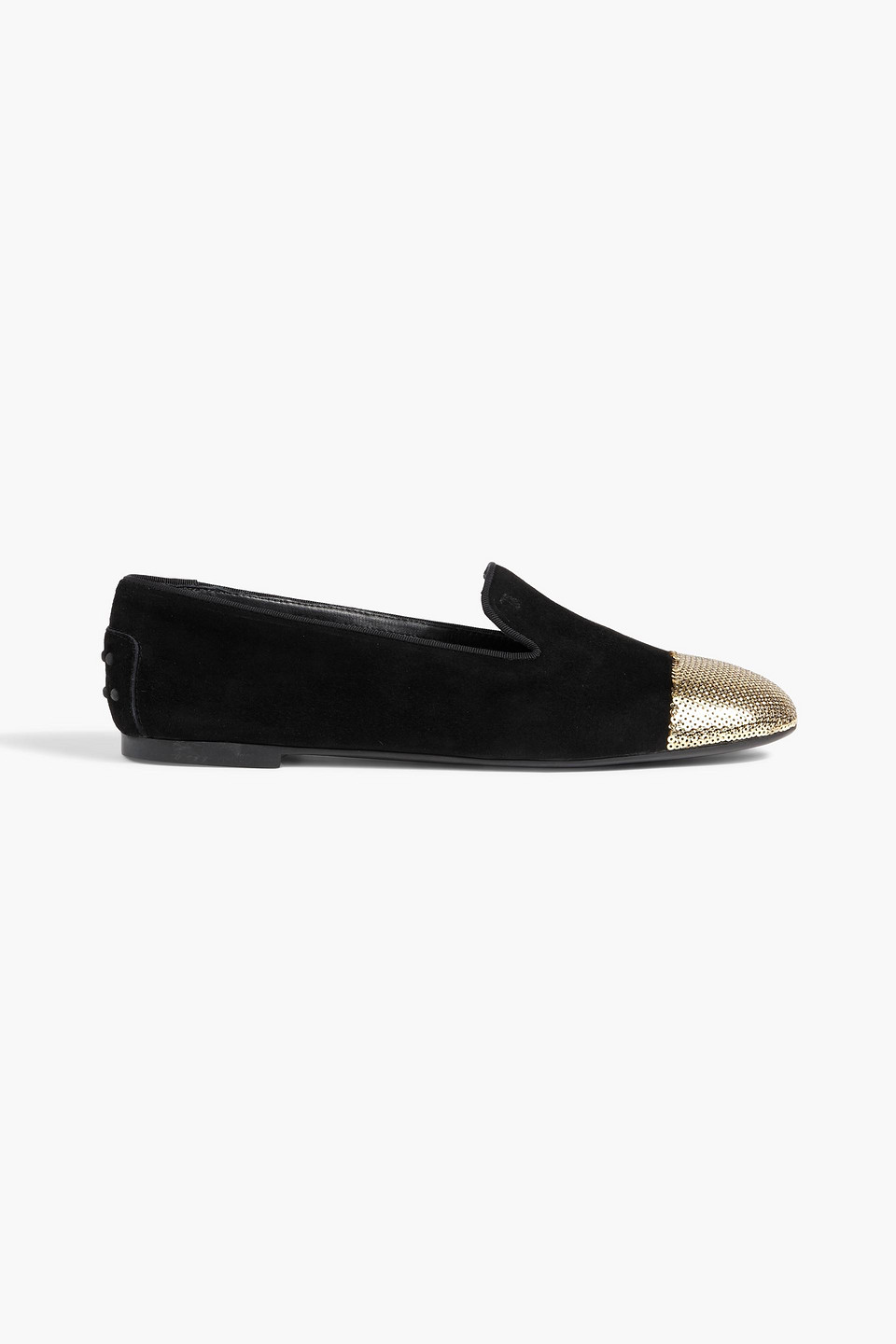 Tod's Sequin-embellished Velvet Loafers In Black