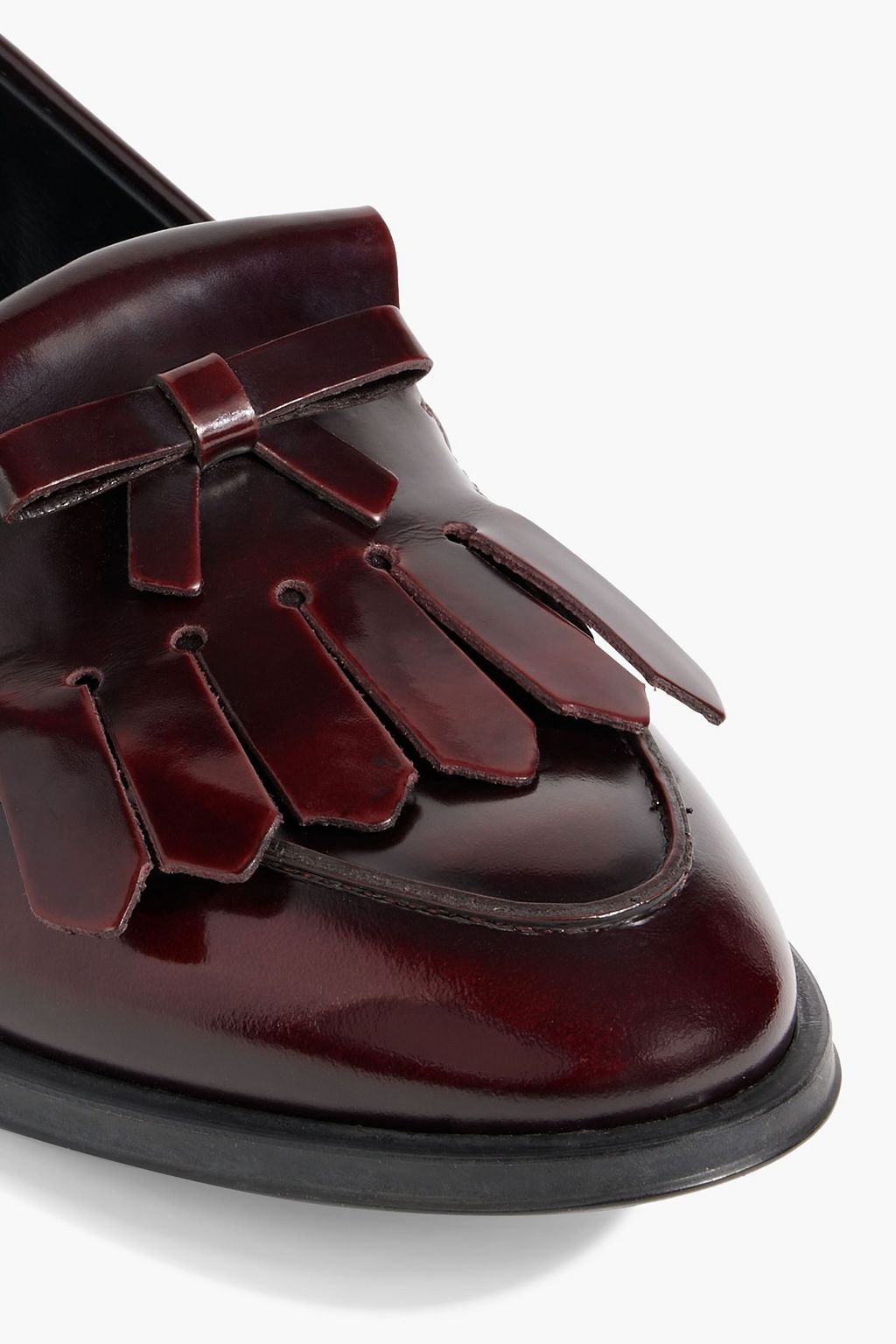TOD'S Fringed glossed-leather loafers