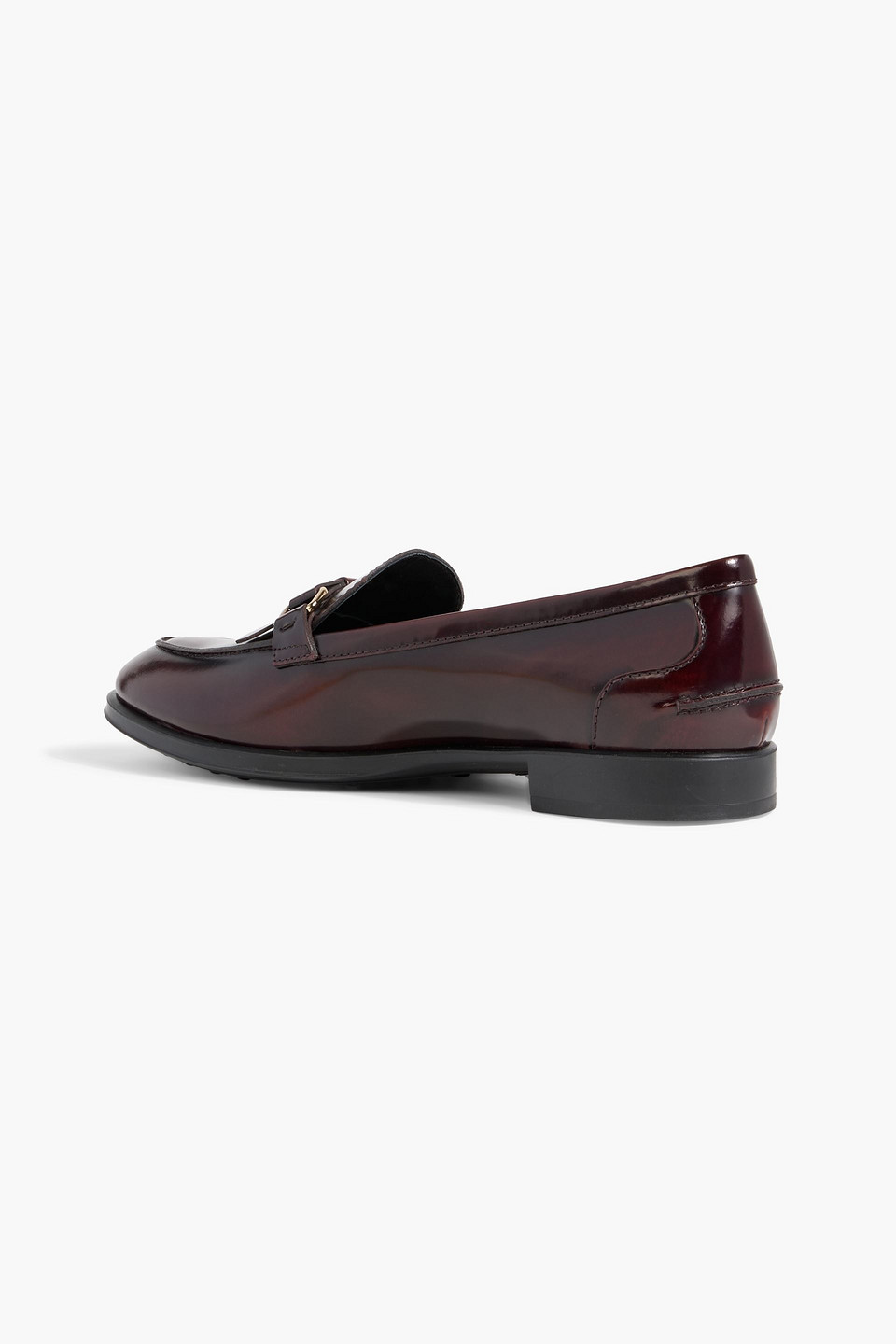Tod's Bow-detailed Glossed-leather Loafers In Merlot