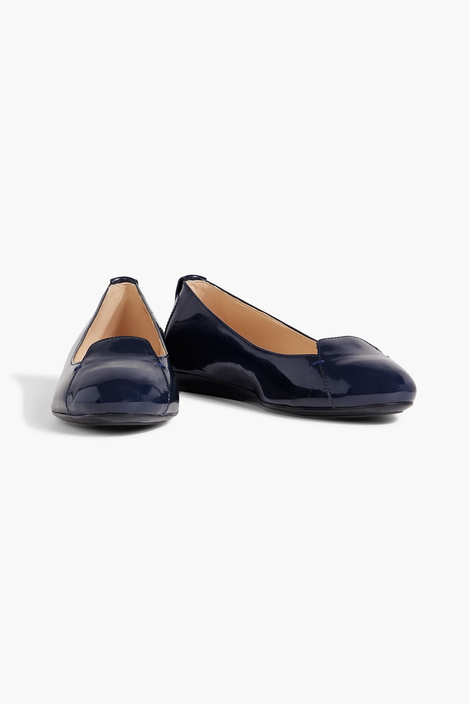 Tod's Patent-leather Flats In Navy