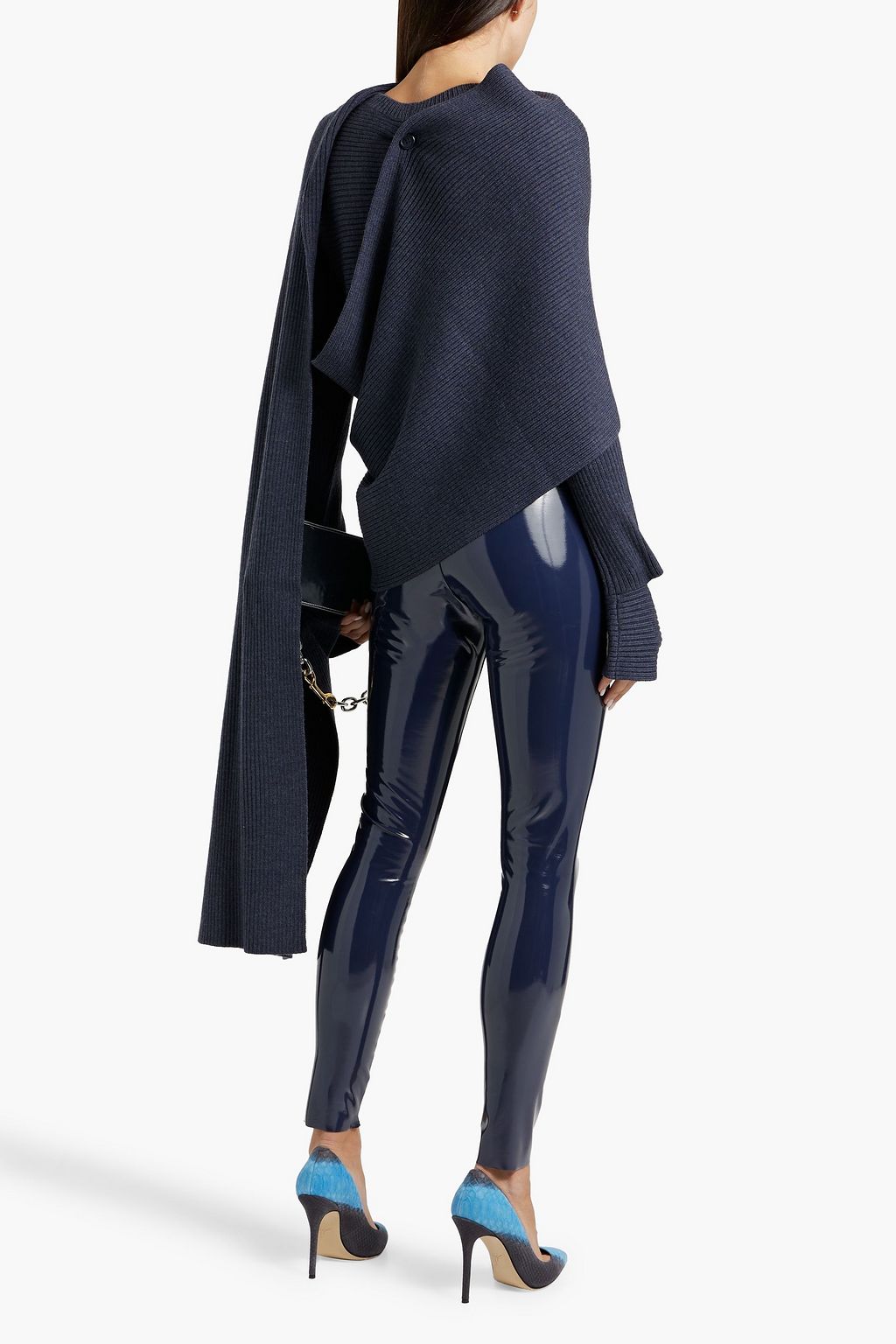 HELMUT LANG Draped ribbed merino wool-blend sweater